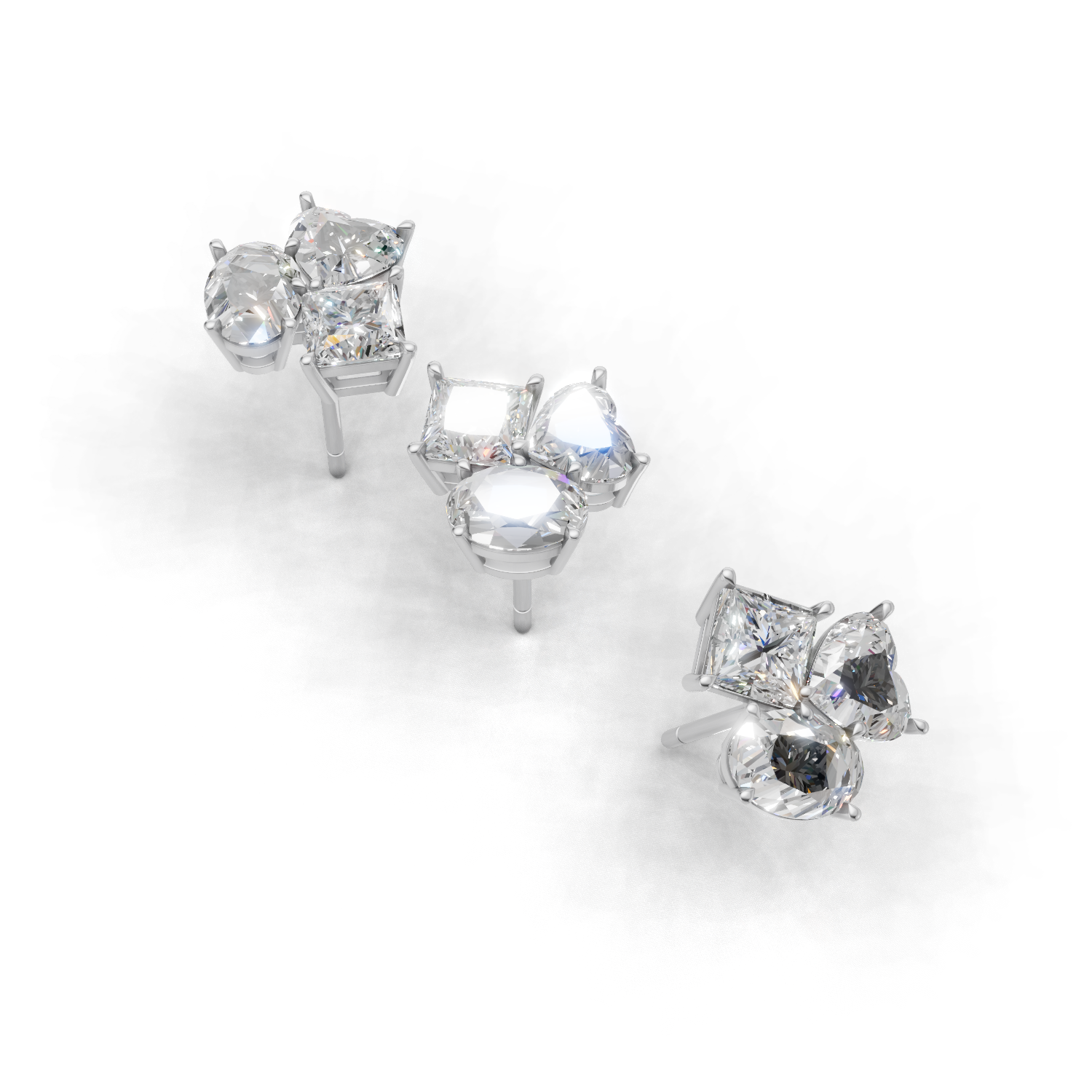 Cluster Pierce Normal 18k White Gold 3ct