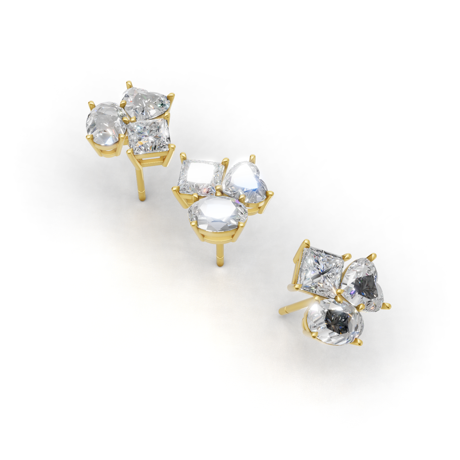 Cluster Pierce Normal 18k Yellow Gold 3ct