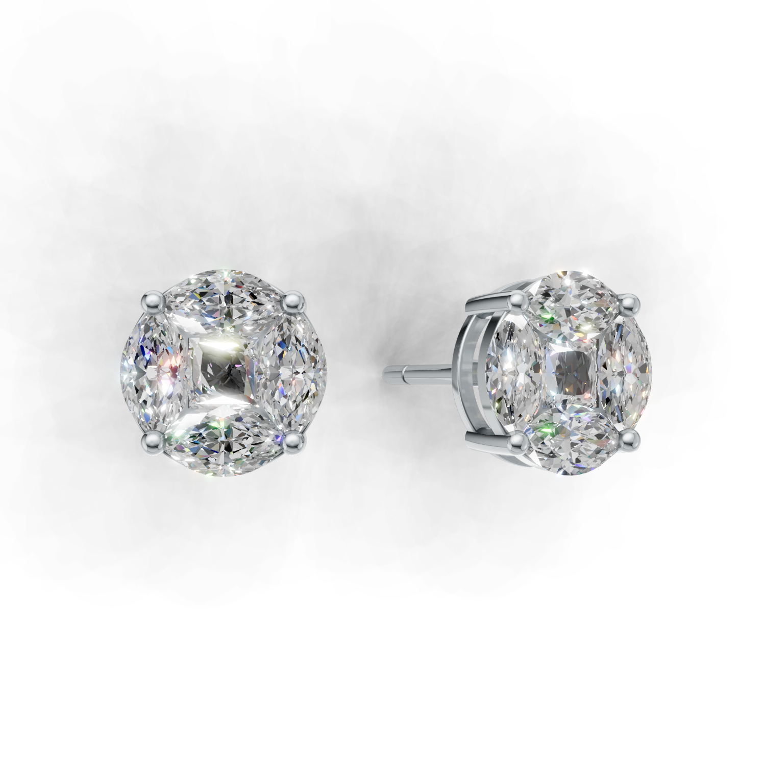 First Gen Pierce Normal K14 White Gold 1ct
