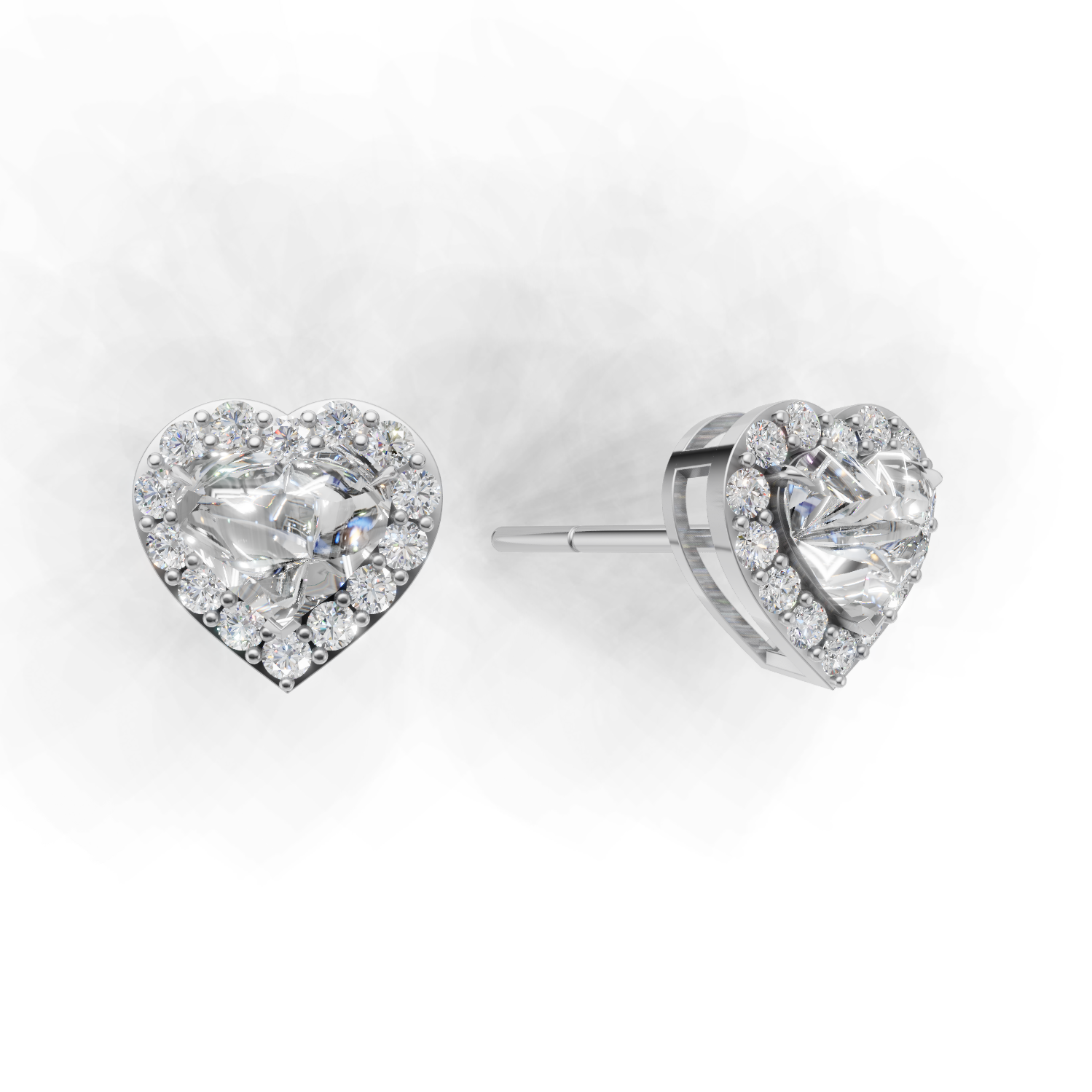 Pierce Heart Halo 18k White Gold 1ct