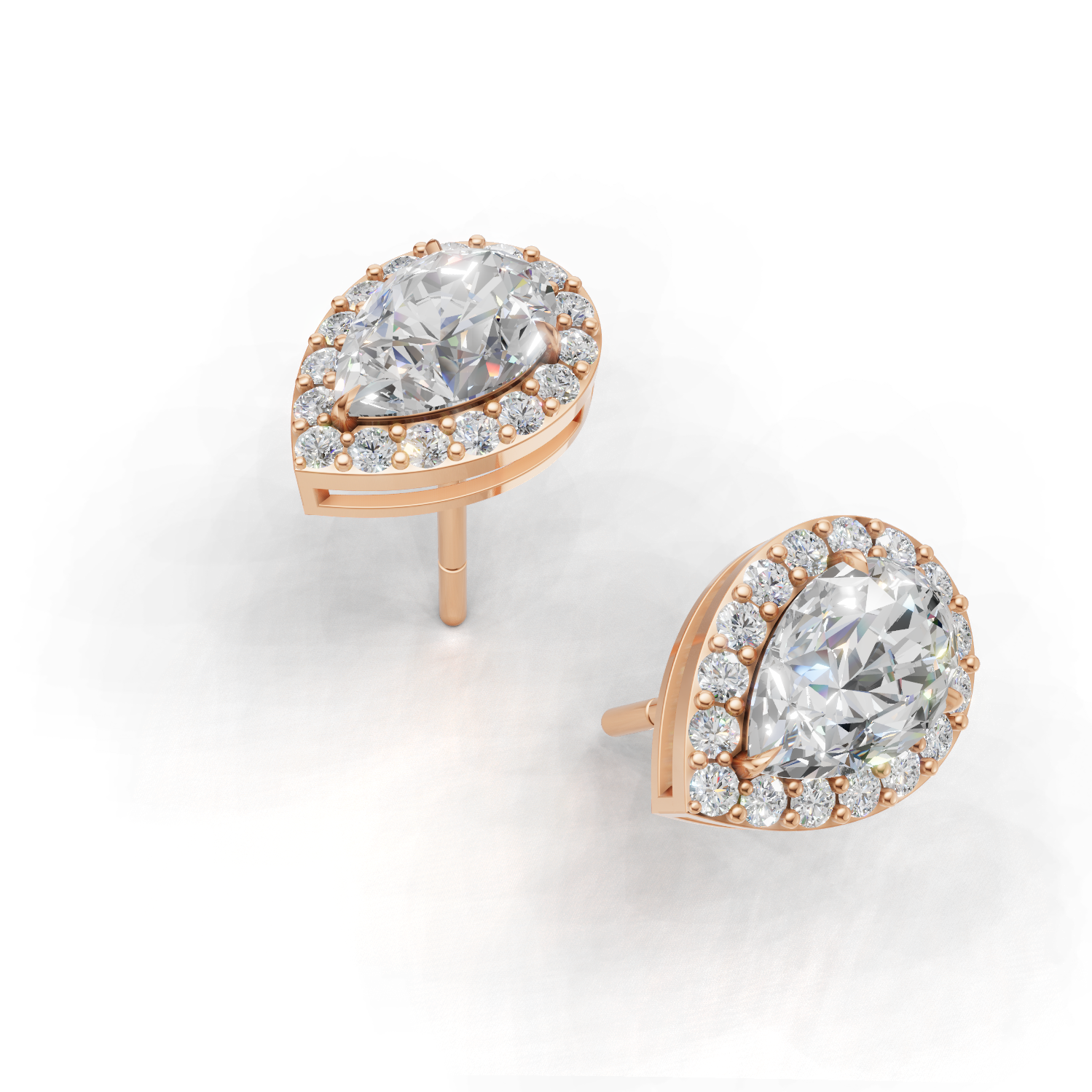 Pierce Pear Halo K18 Pink Gold 1ct