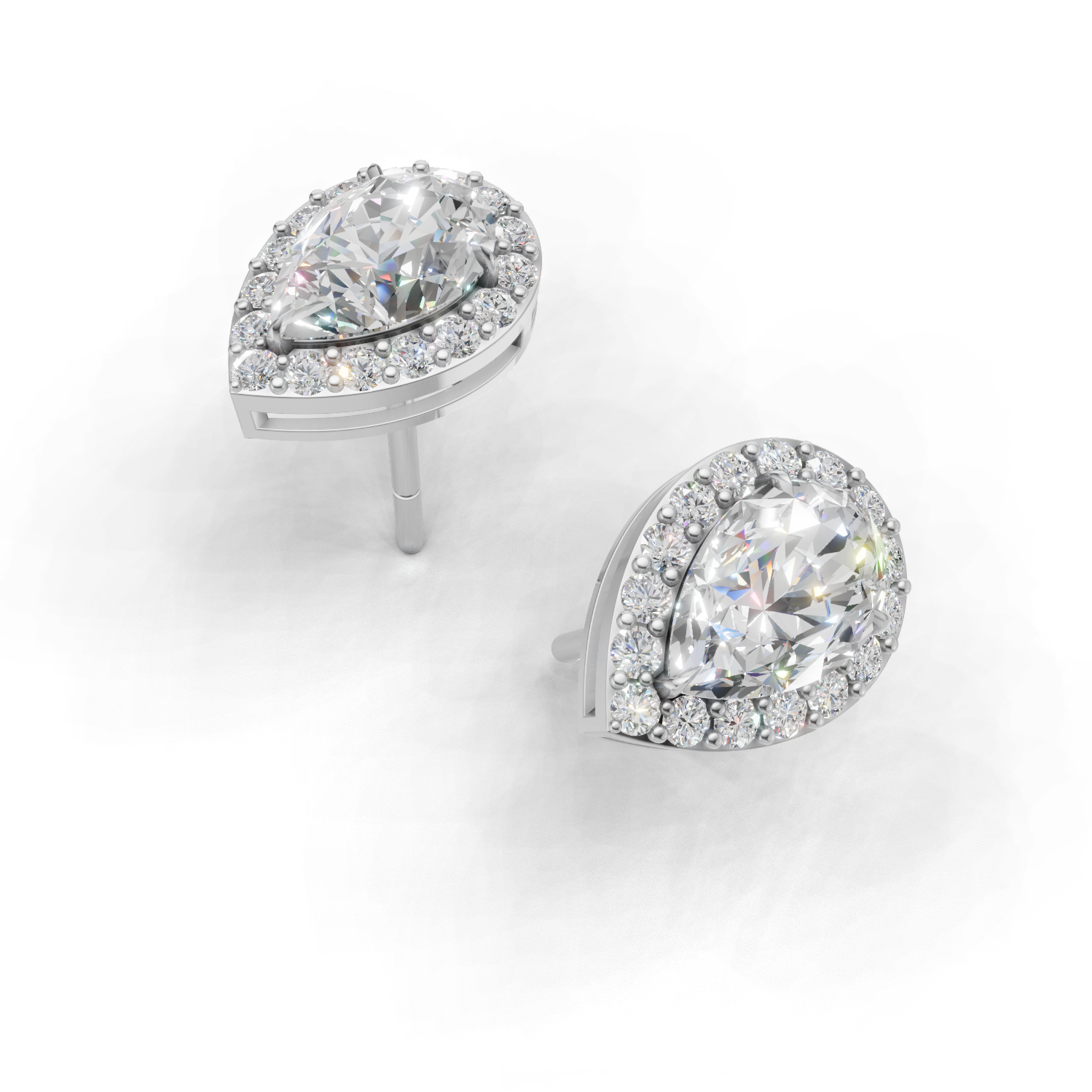 Pierce Pear Halo 18k White Gold 1ct