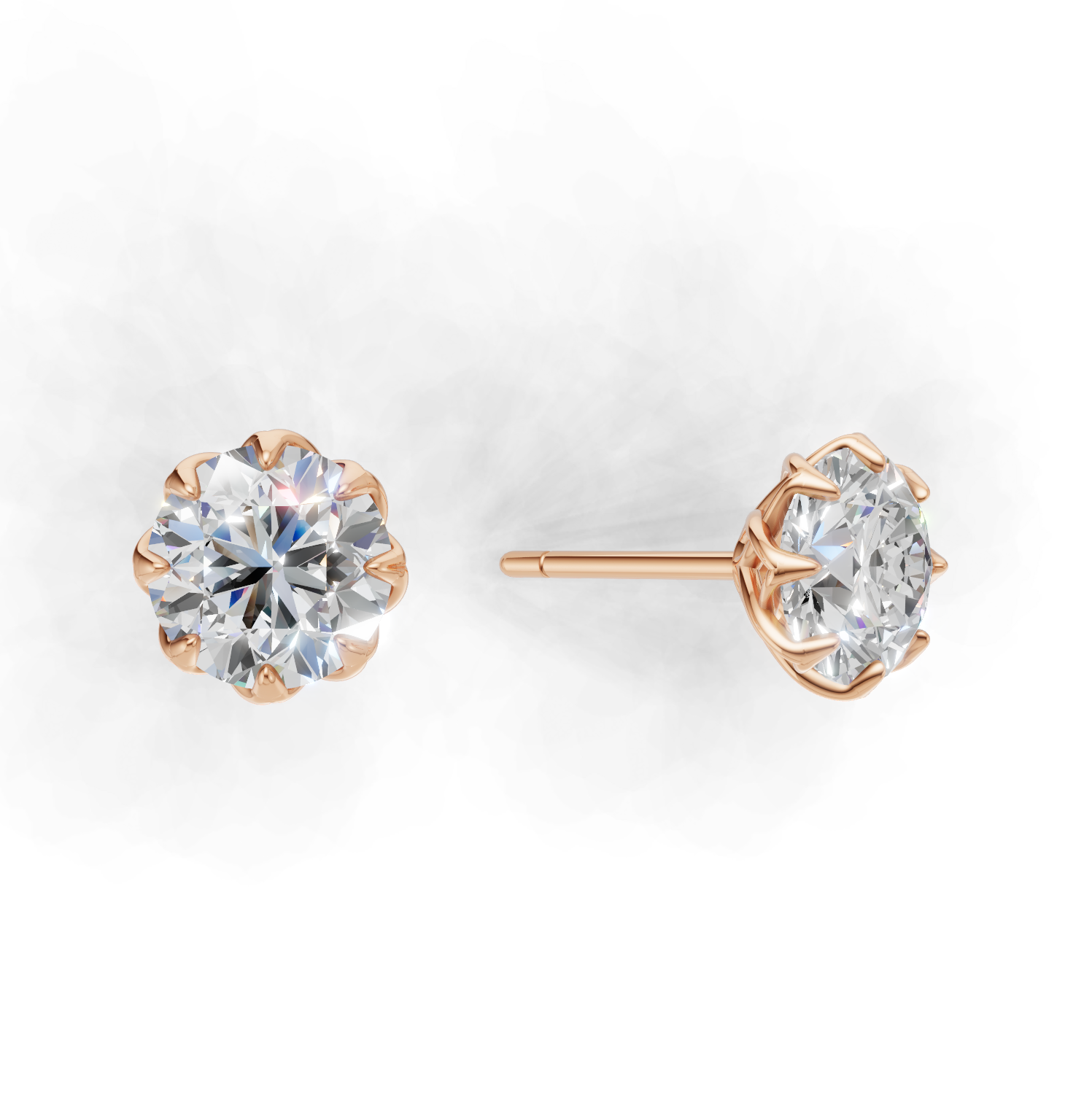 Portuguese Cut Pierce Solitaire K18 Pink Gold 2ct