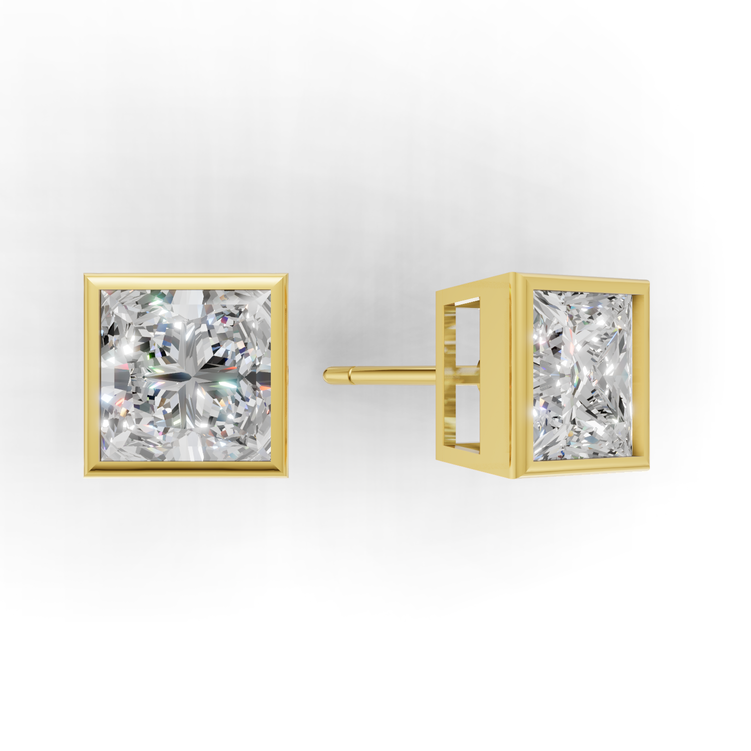 Pierce Princess Bezel K18 Yellow Gold 1ct