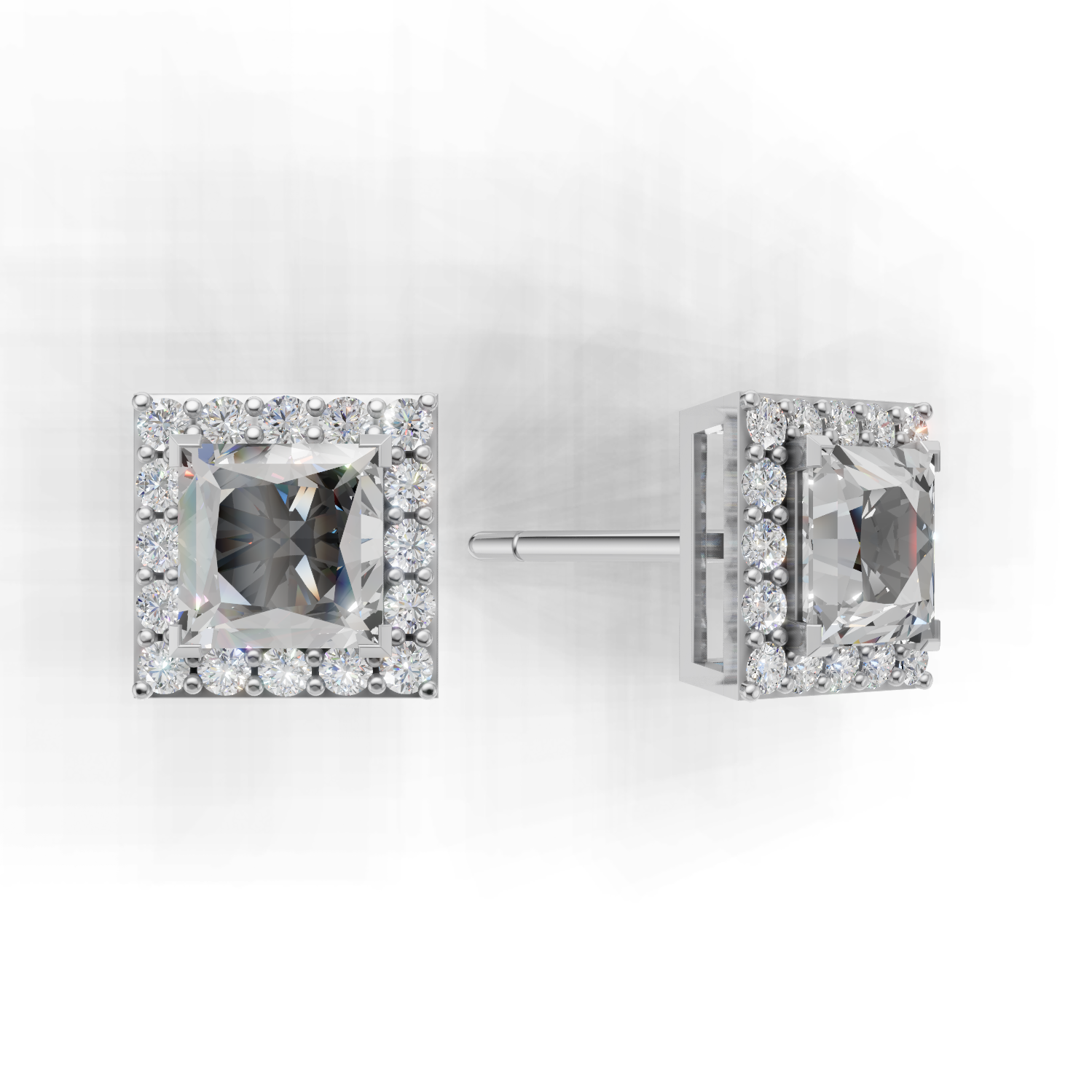 Pierce Princess Halo 18k White Gold 1ct
