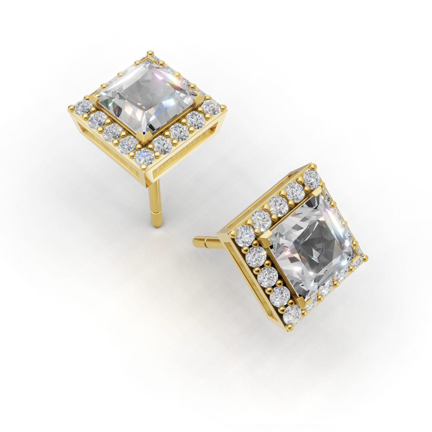 Pierce Princess Halo 18k Yellow Gold 1ct