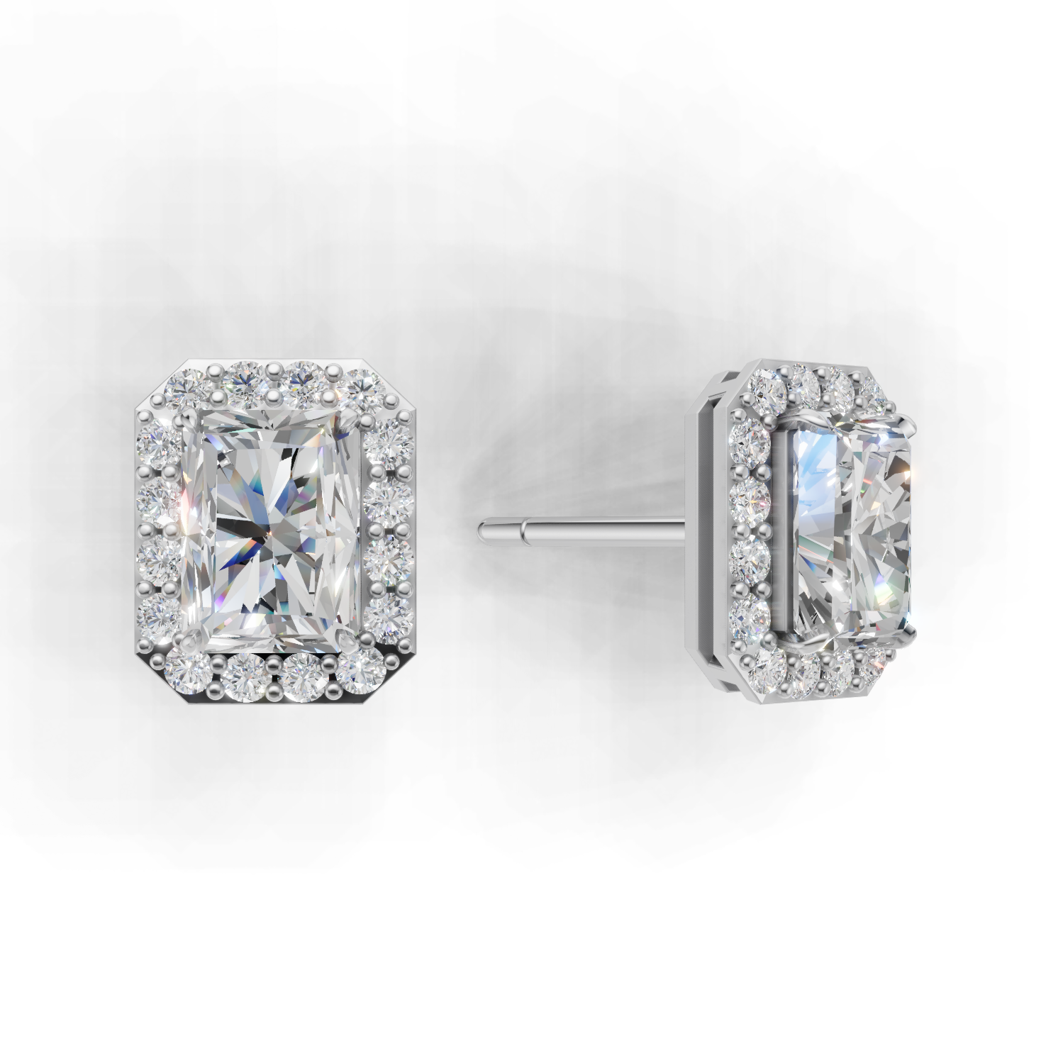 Pierce Radiant Halo 18k White Gold 1ct