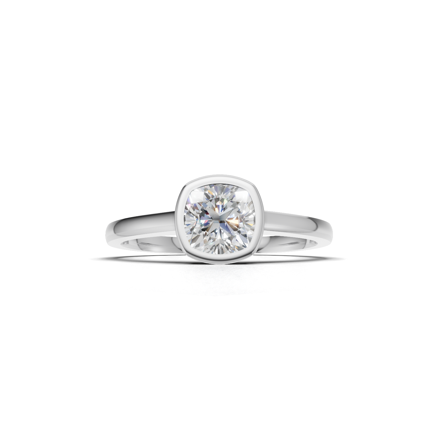 Ring Cushion Bezel 18k White Gold 1ct