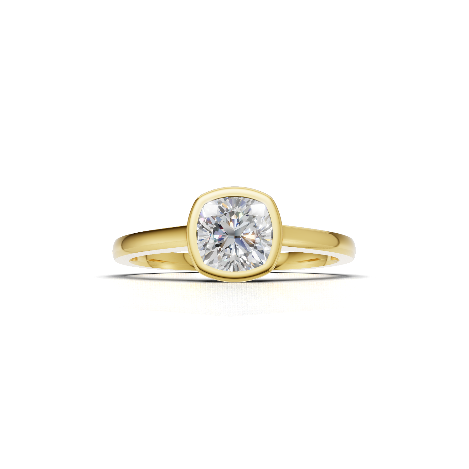 Ring Cushion Bezel 18k Yellow Gold 1ct