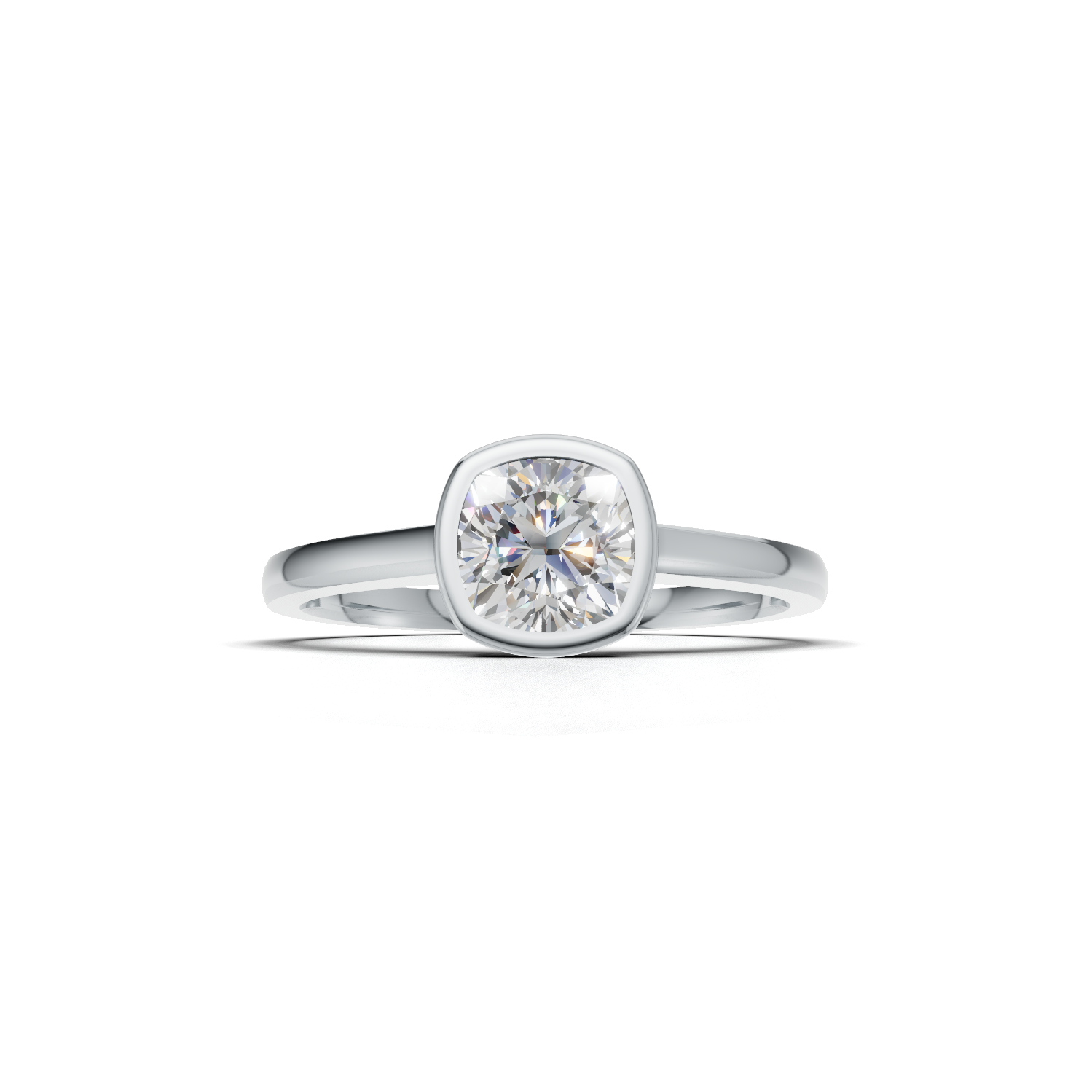 Ring Cushion Bezel K14 White Gold 1ct