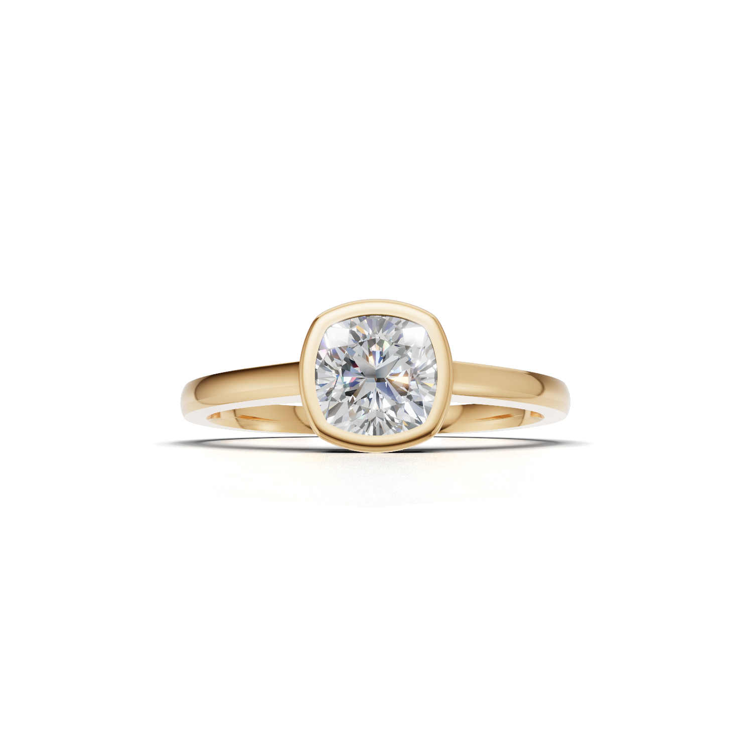 Ring Cushion Bezel K14 Yellow Gold 1ct