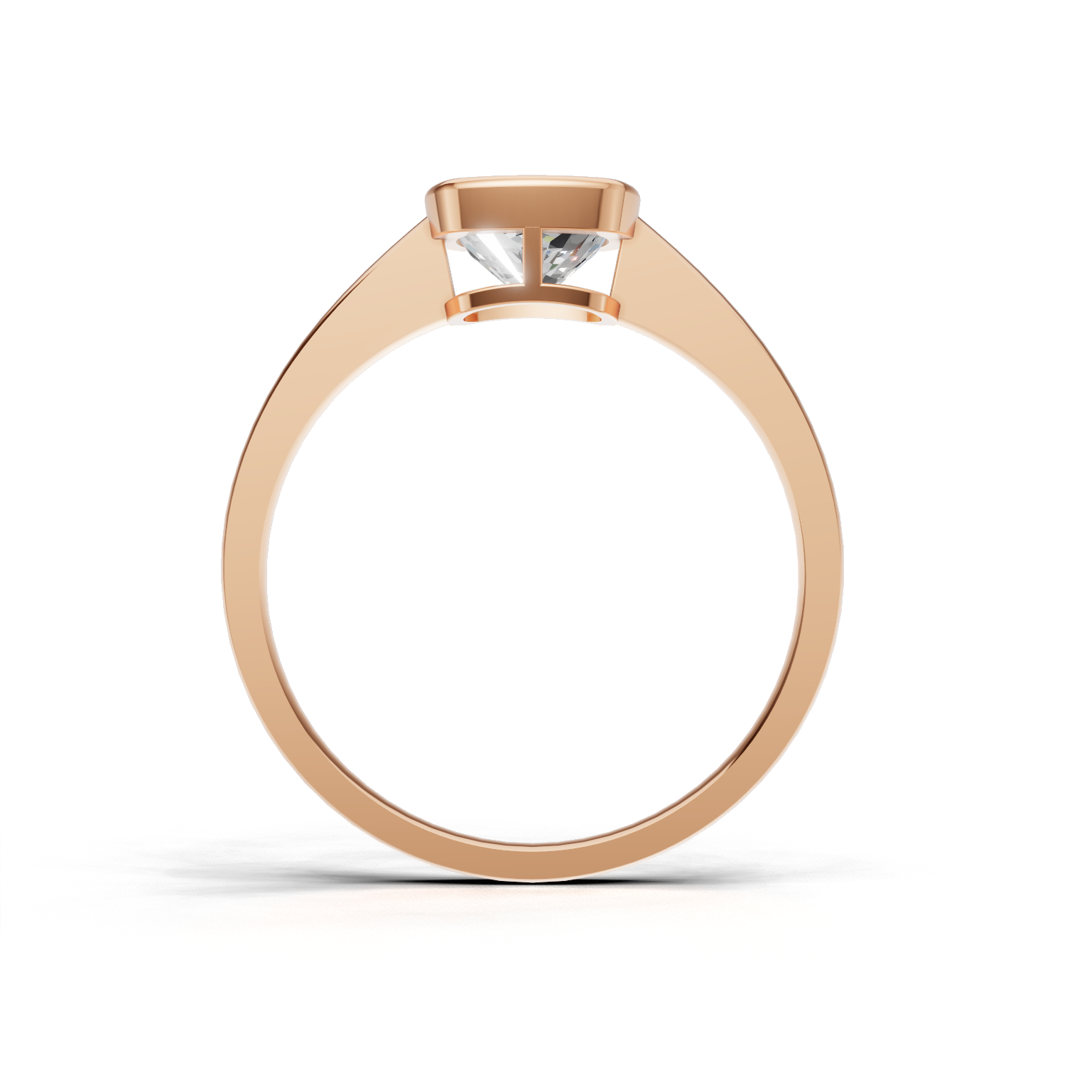 Ring Cushion Bezel K18 Pink Gold 1ct