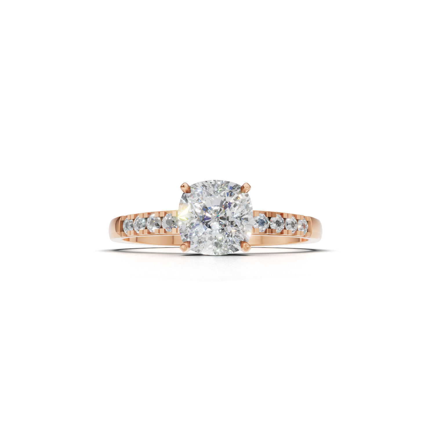 Ring Cushion Side Dia K18 Pink Gold 1ct