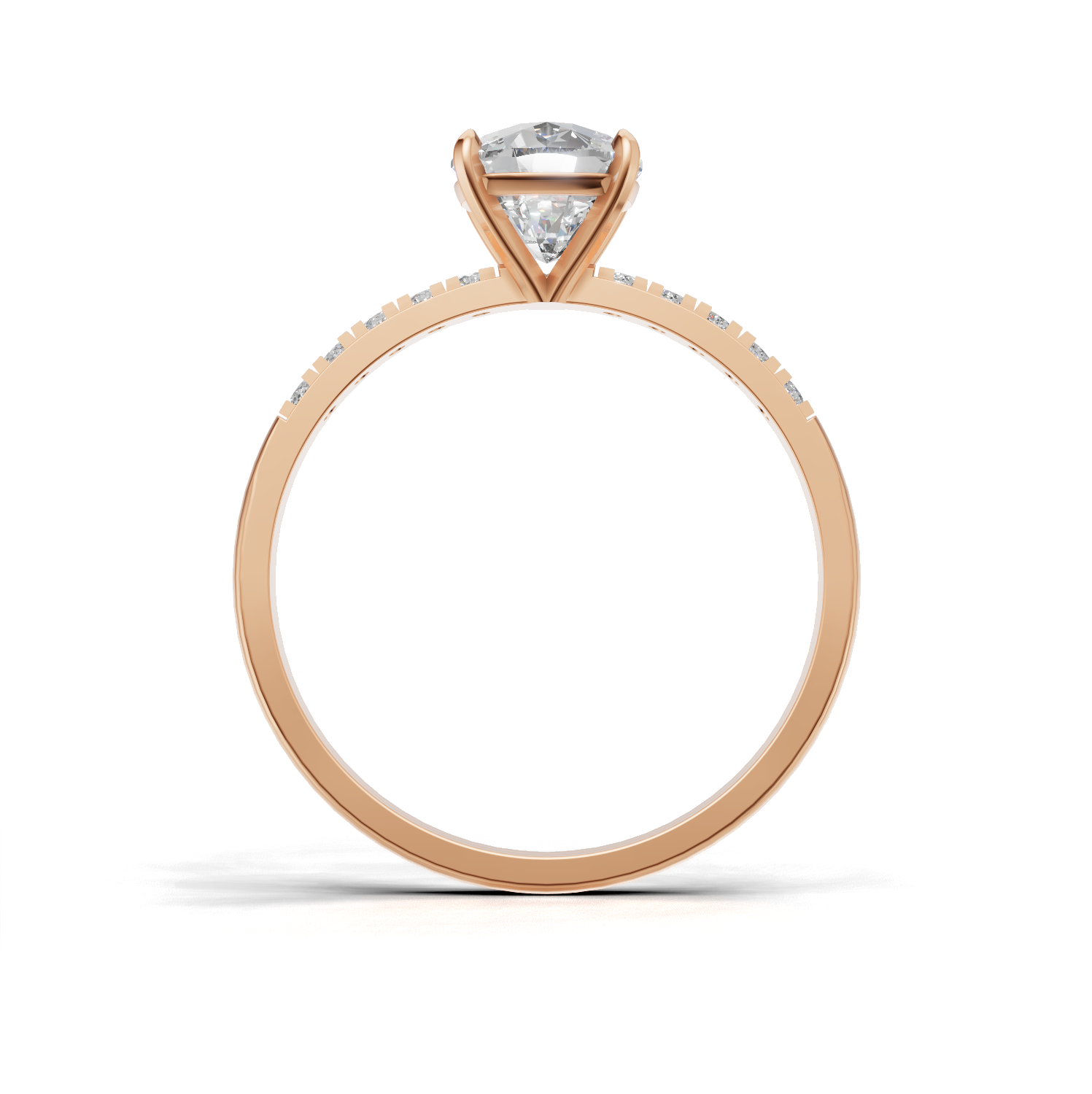 Ring Cushion Side Dia K18 Pink Gold 1ct