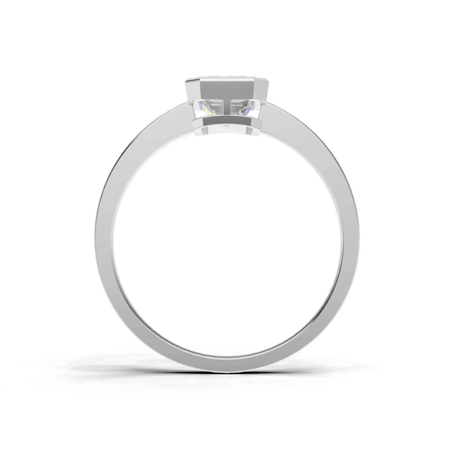 Ring Emerald Bezel 18k White Gold 1ct