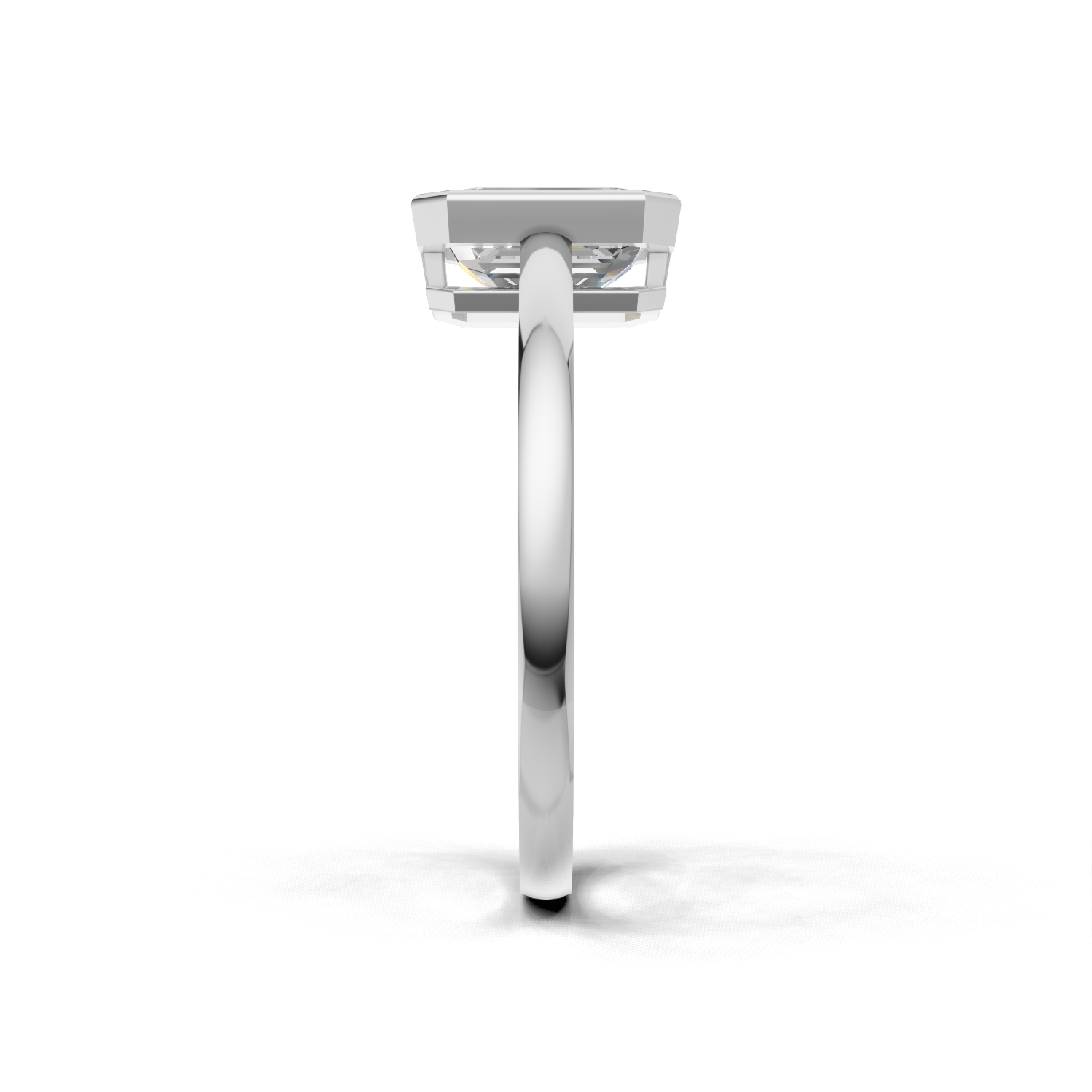 Ring Emerald Bezel 18k White Gold 1ct