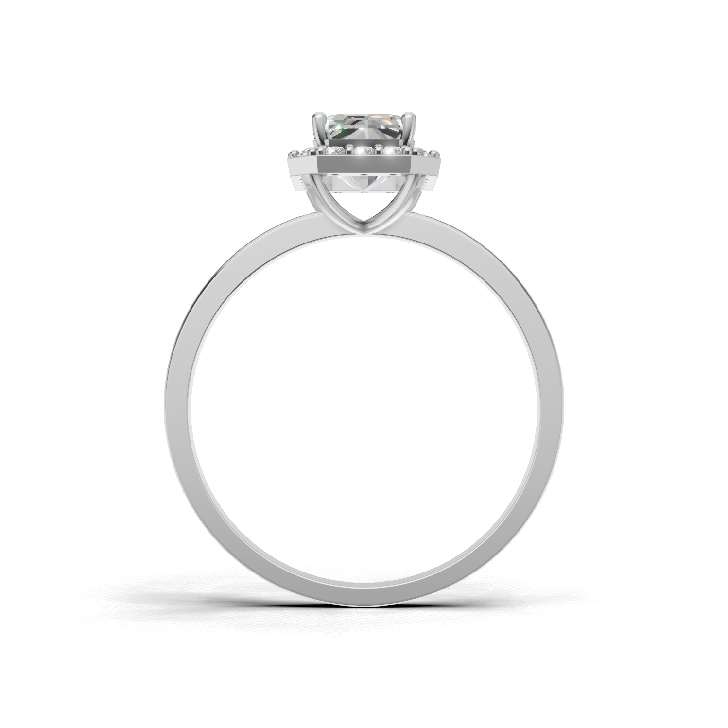 Ring Emerald Halo 18k White Gold 1ct