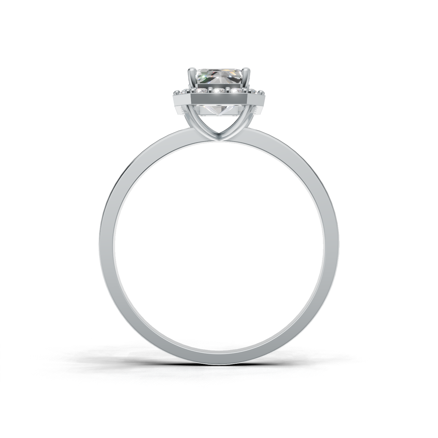 Ring Emerald Halo K14 White Gold 1ct