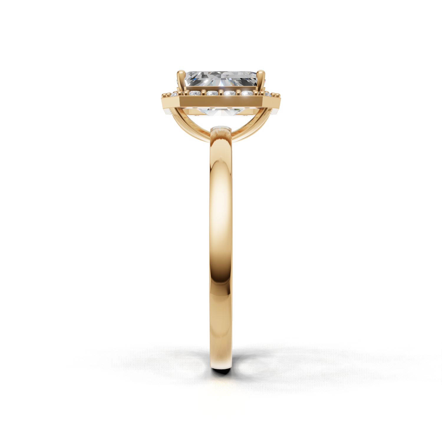 Ring Emerald Halo K14 Yellow Gold 1ct