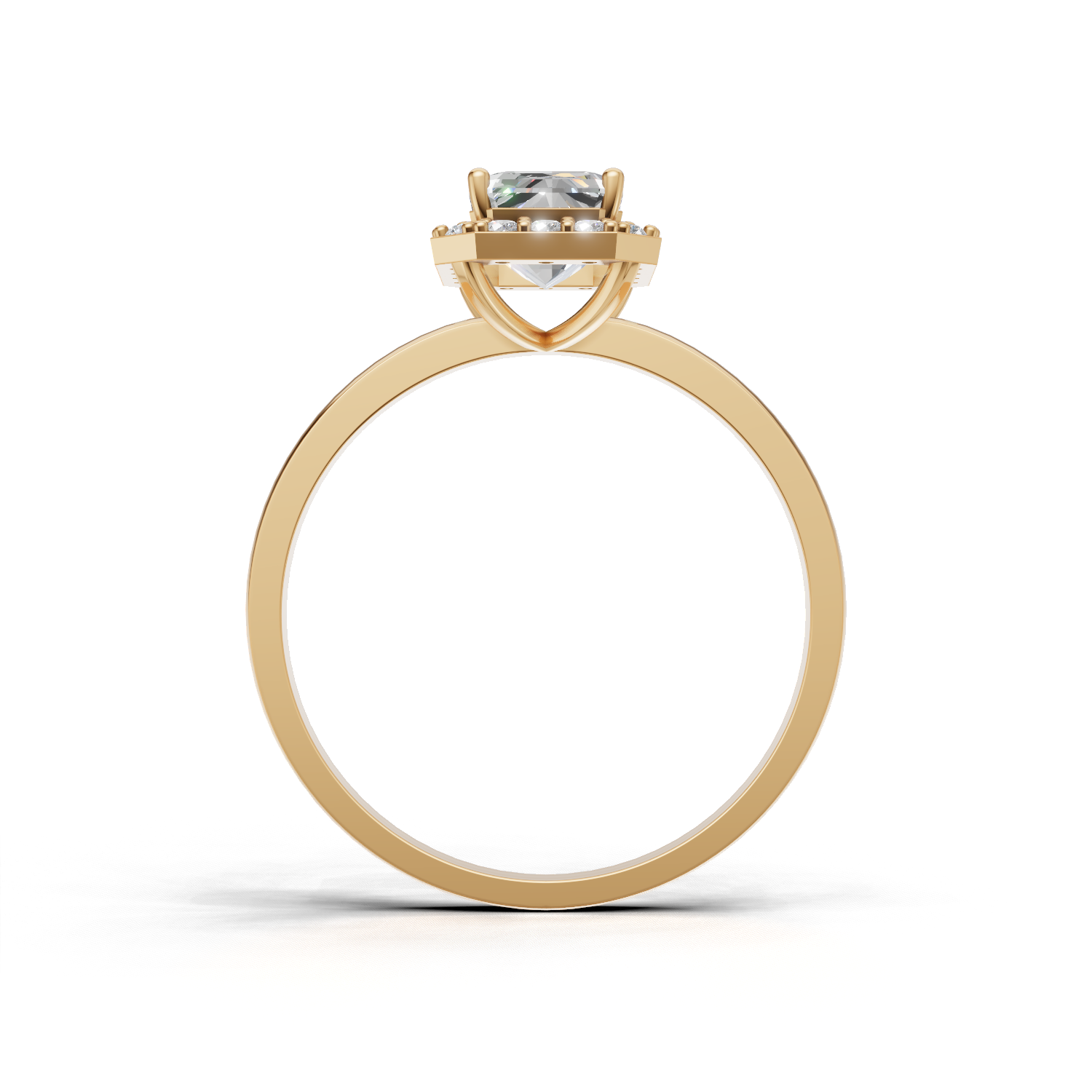 Ring Emerald Halo K14 Yellow Gold 1ct