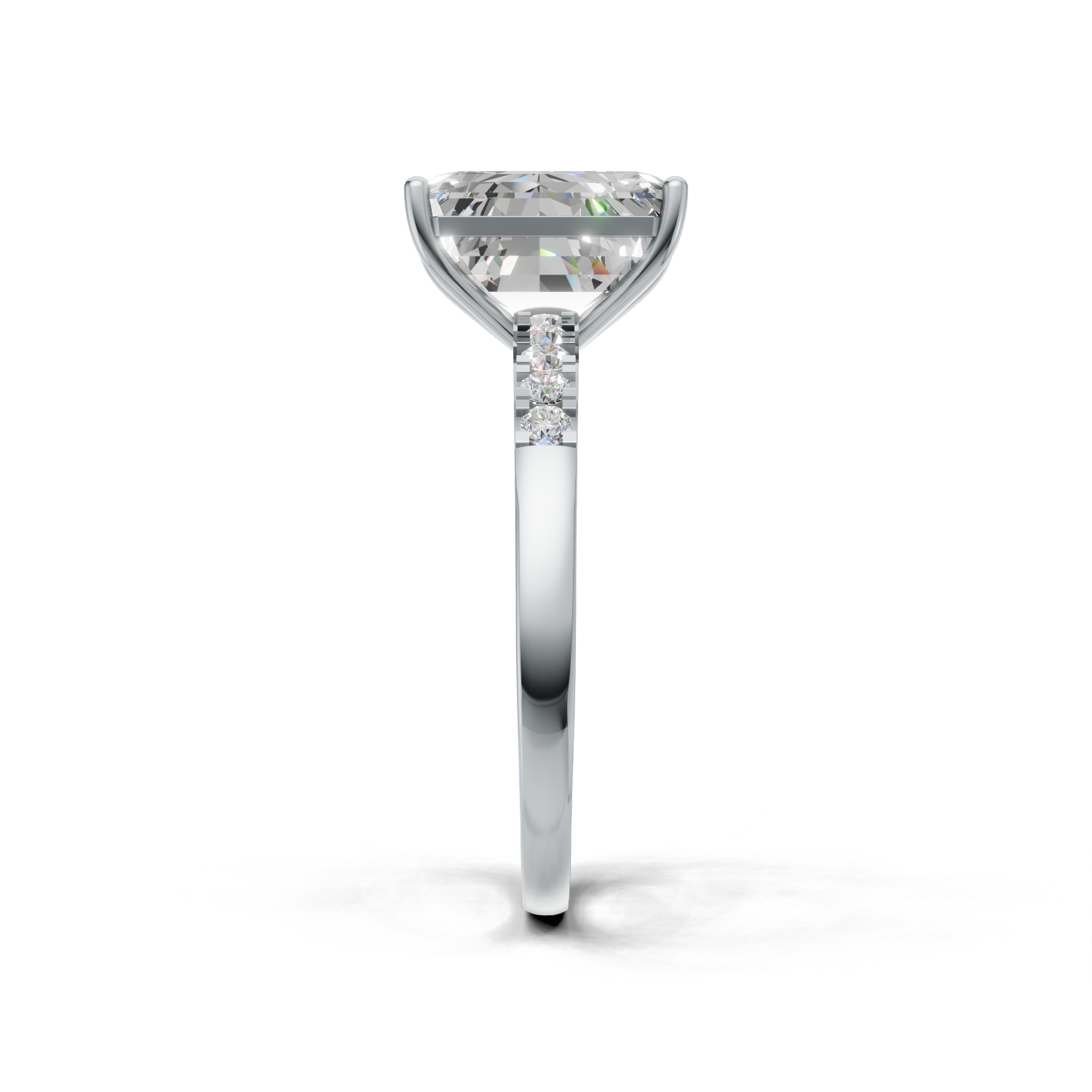 Ring Emerald Side Dia K14 White Gold 1ct
