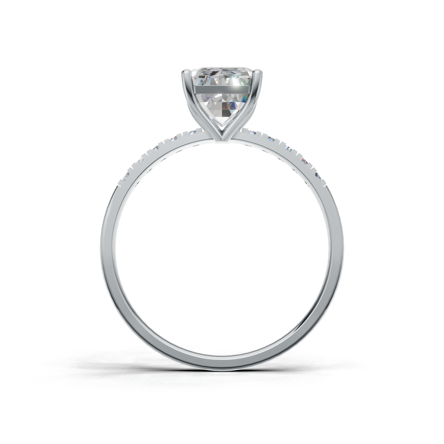 Emerald Lab Grown Diamond Side Stone Ring
