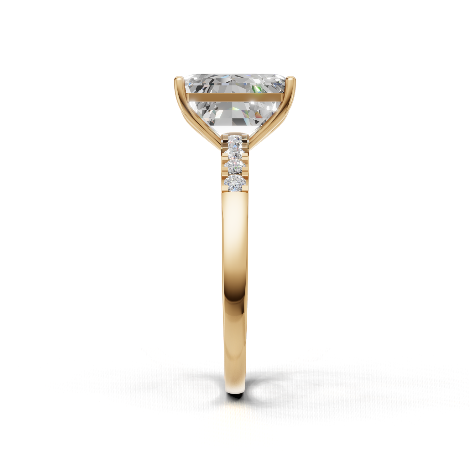 Ring Emerald Side Dia K14 Yellow Gold 1ct