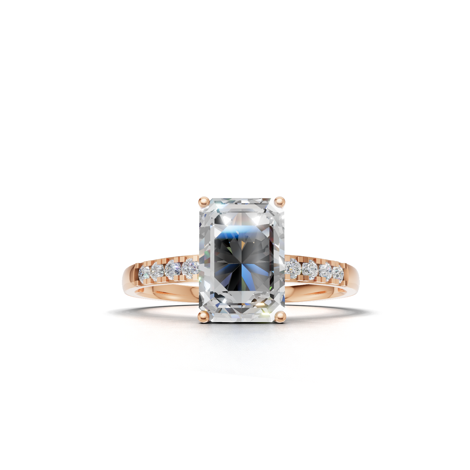 Ring Emerald Side Dia K18 Pink Gold 1ct