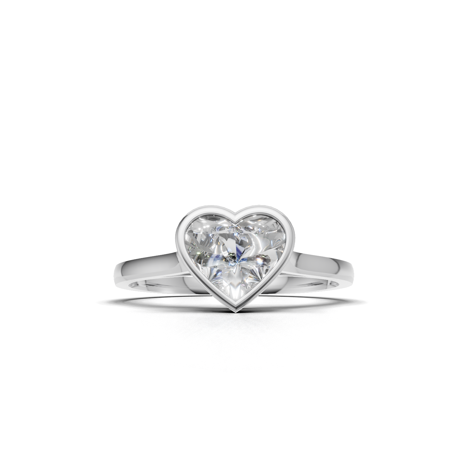 Ring Heart Bezel 18k White Gold 1ct