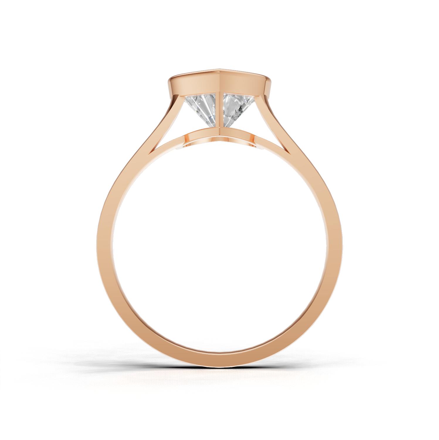 Ring Heart Bezel K18 Pink Gold 1ct