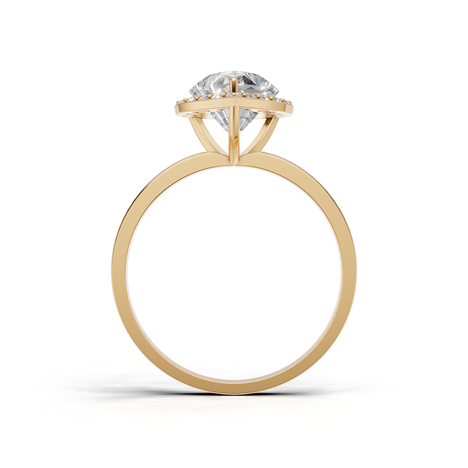 Ring Heart Halo K14 Yellow Gold 1ct