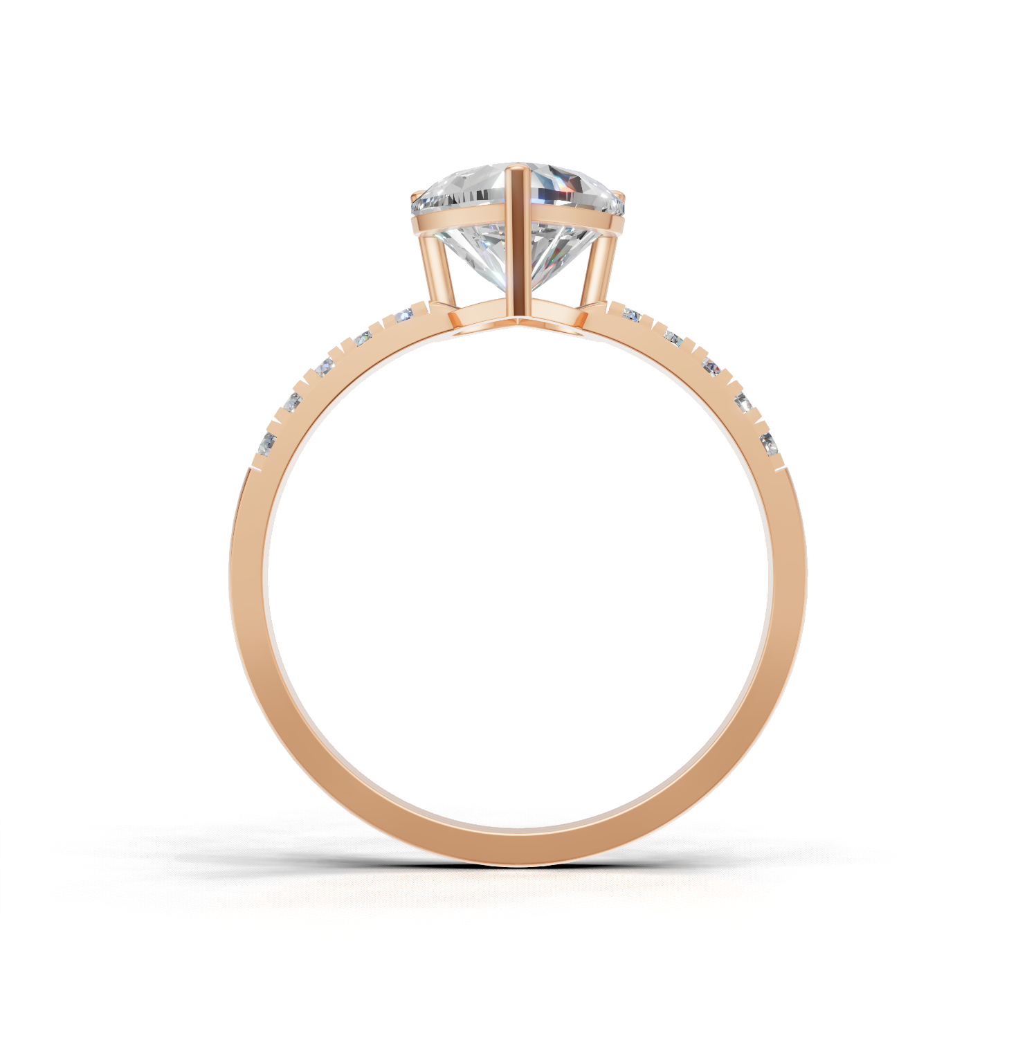 Ring Heart Side Dia K18 Pink Gold 1ct
