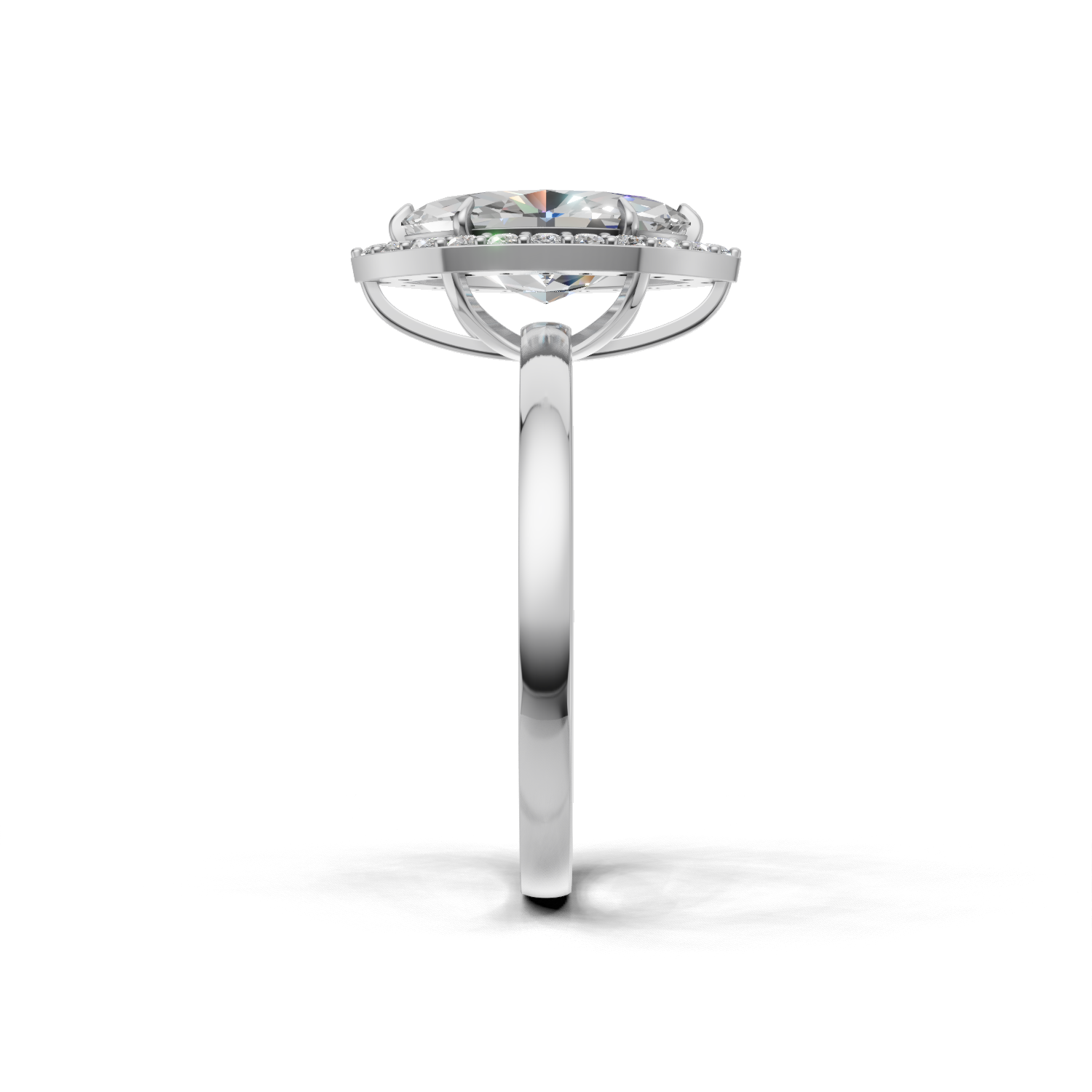 Ring Marquise Halo 18k White Gold 1ct
