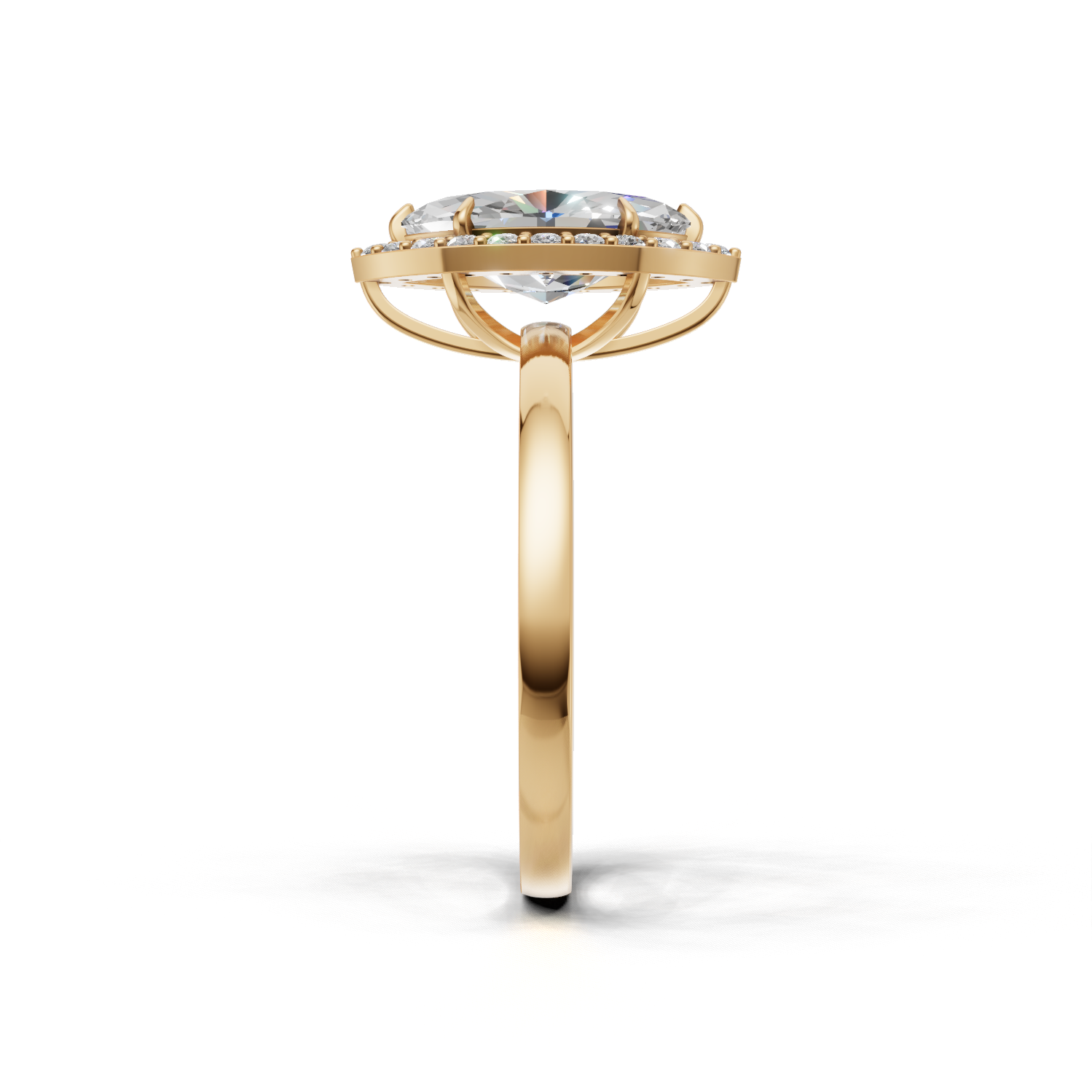 Ring Marquise Halo K14 Yellow Gold 1ct