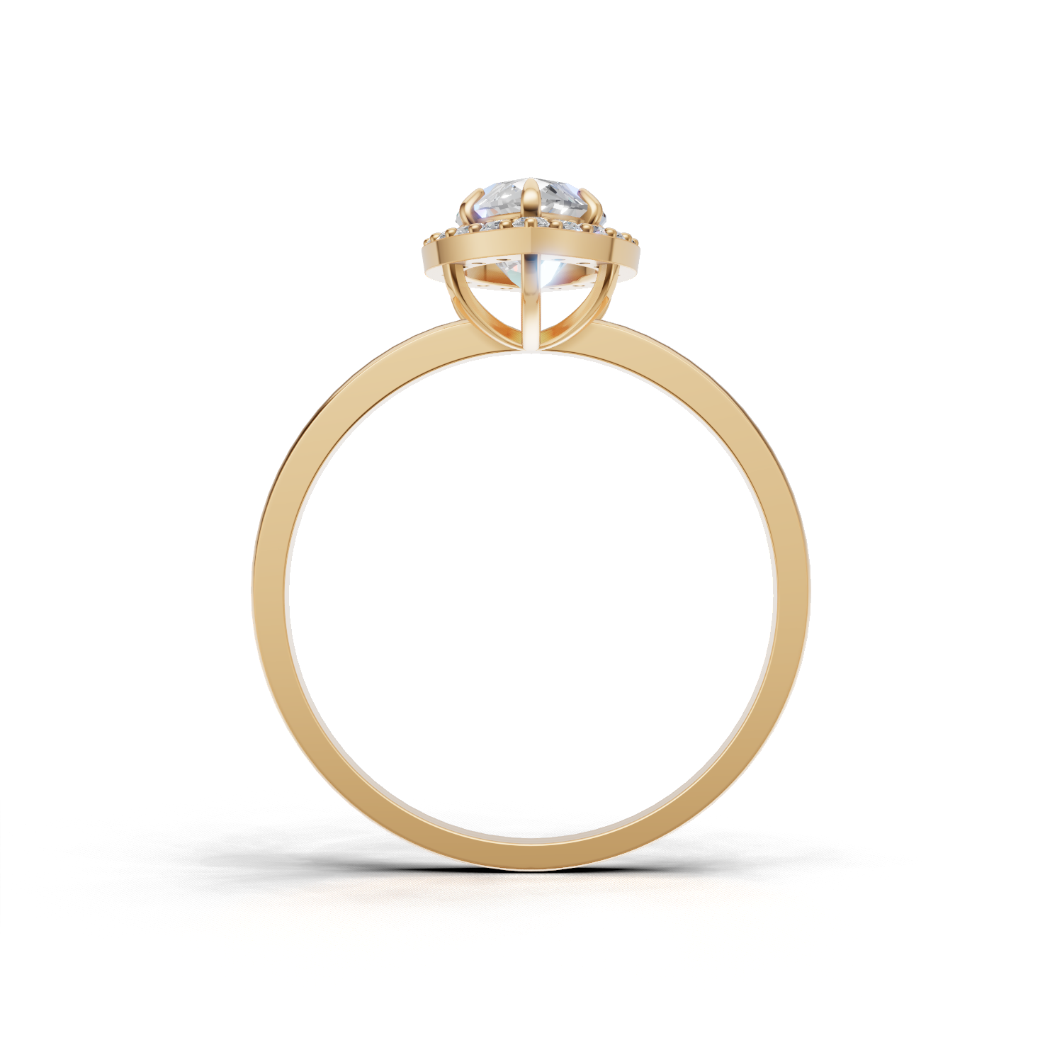 Ring Marquise Halo K14 Yellow Gold 1ct