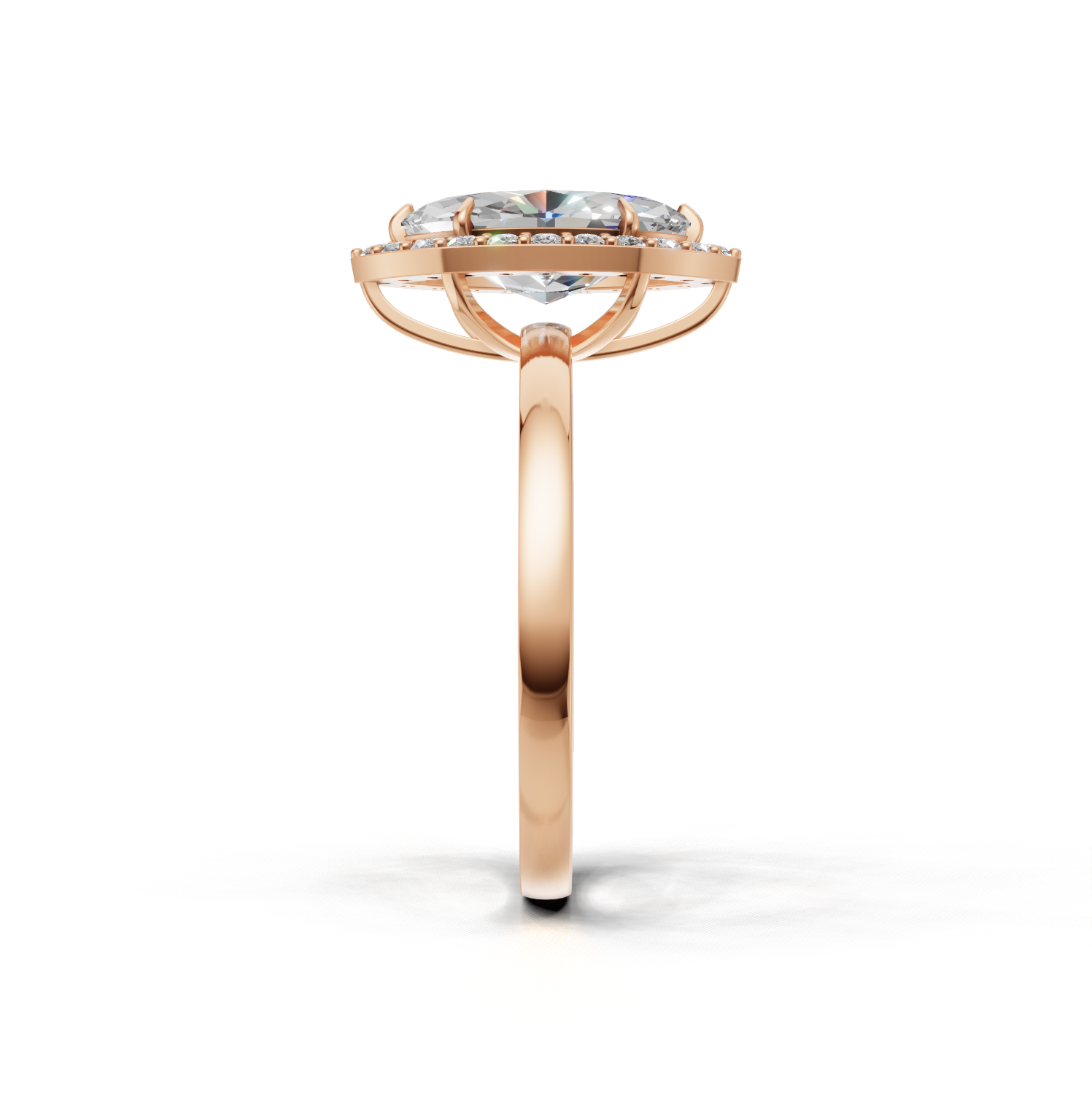 Ring Marquise Halo K18 Pink Gold 1ct