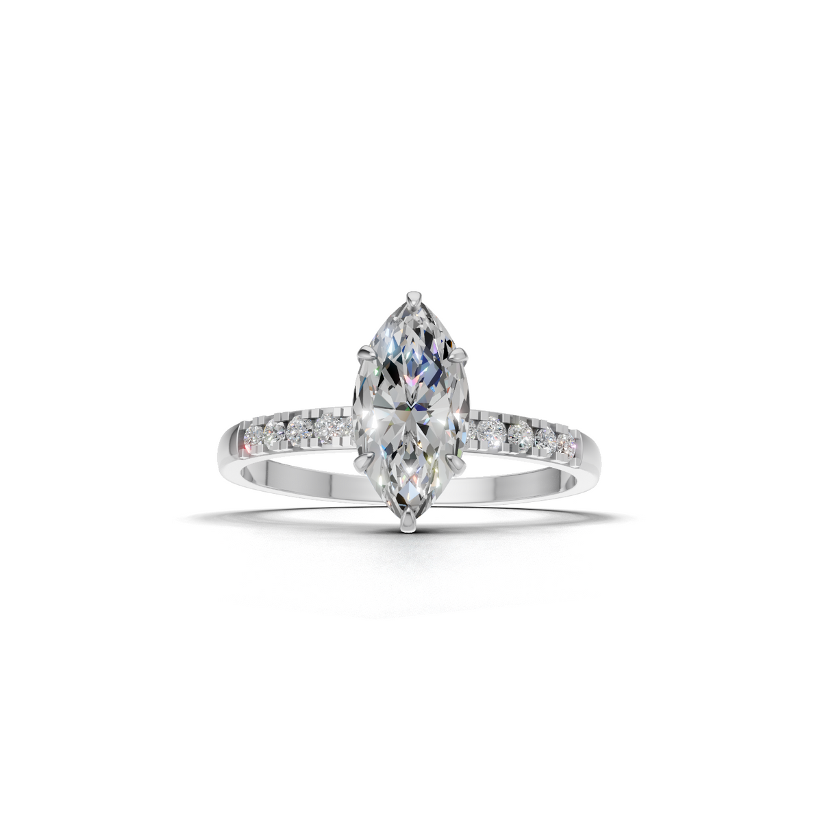 Ring Marquise Side Dia K18 White Gold 1ct