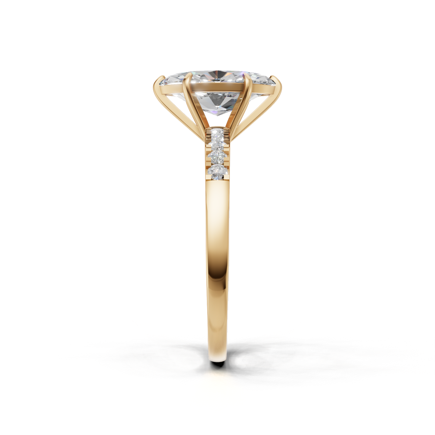 Ring Marquise Side Dia K14 Yellow Gold 1ct