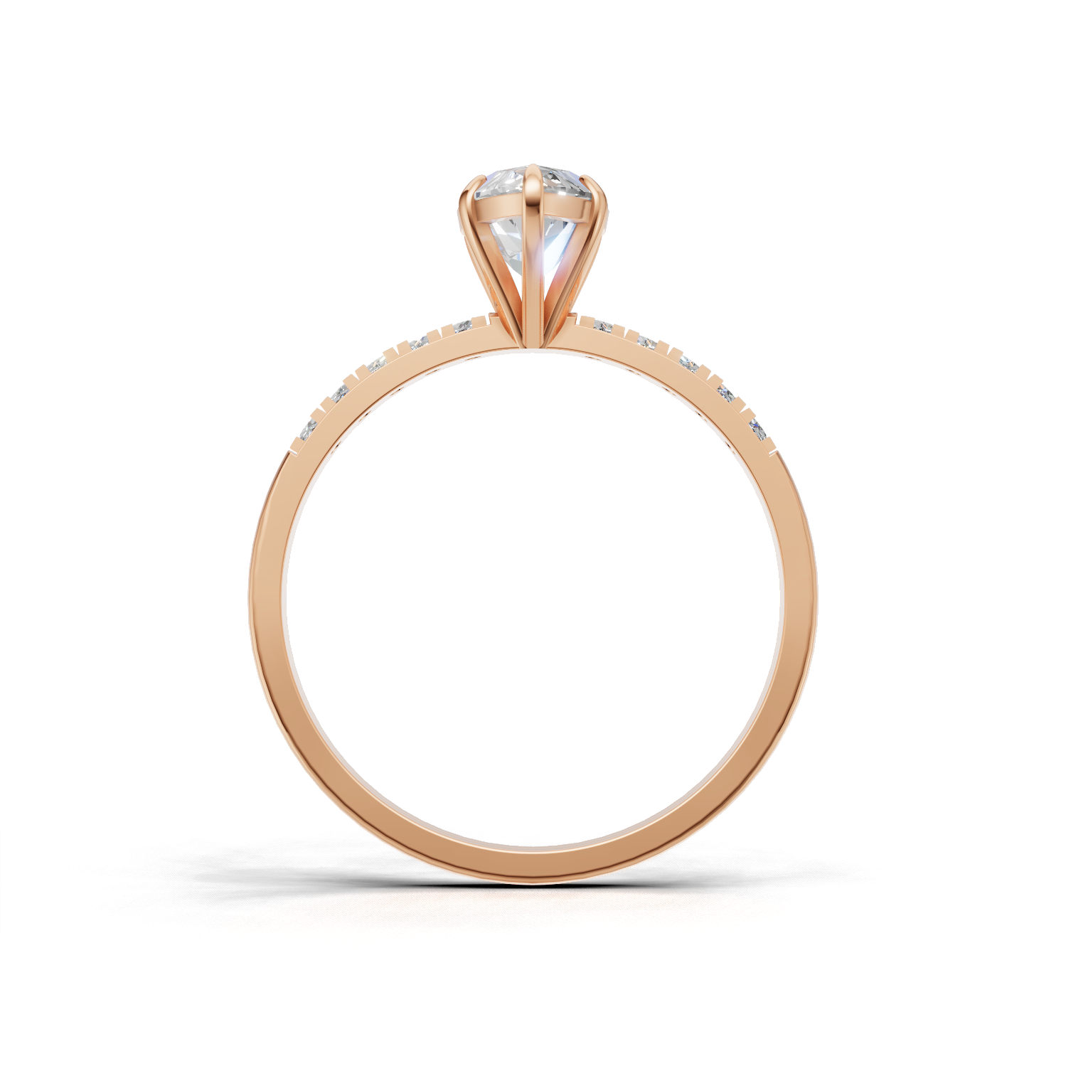 Ring Marquise Side Dia K18 Pink Gold 1ct