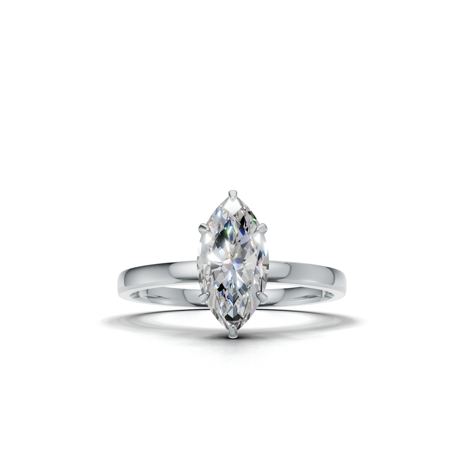 Ring Marquise Solitaire K14 White Gold 1ct
