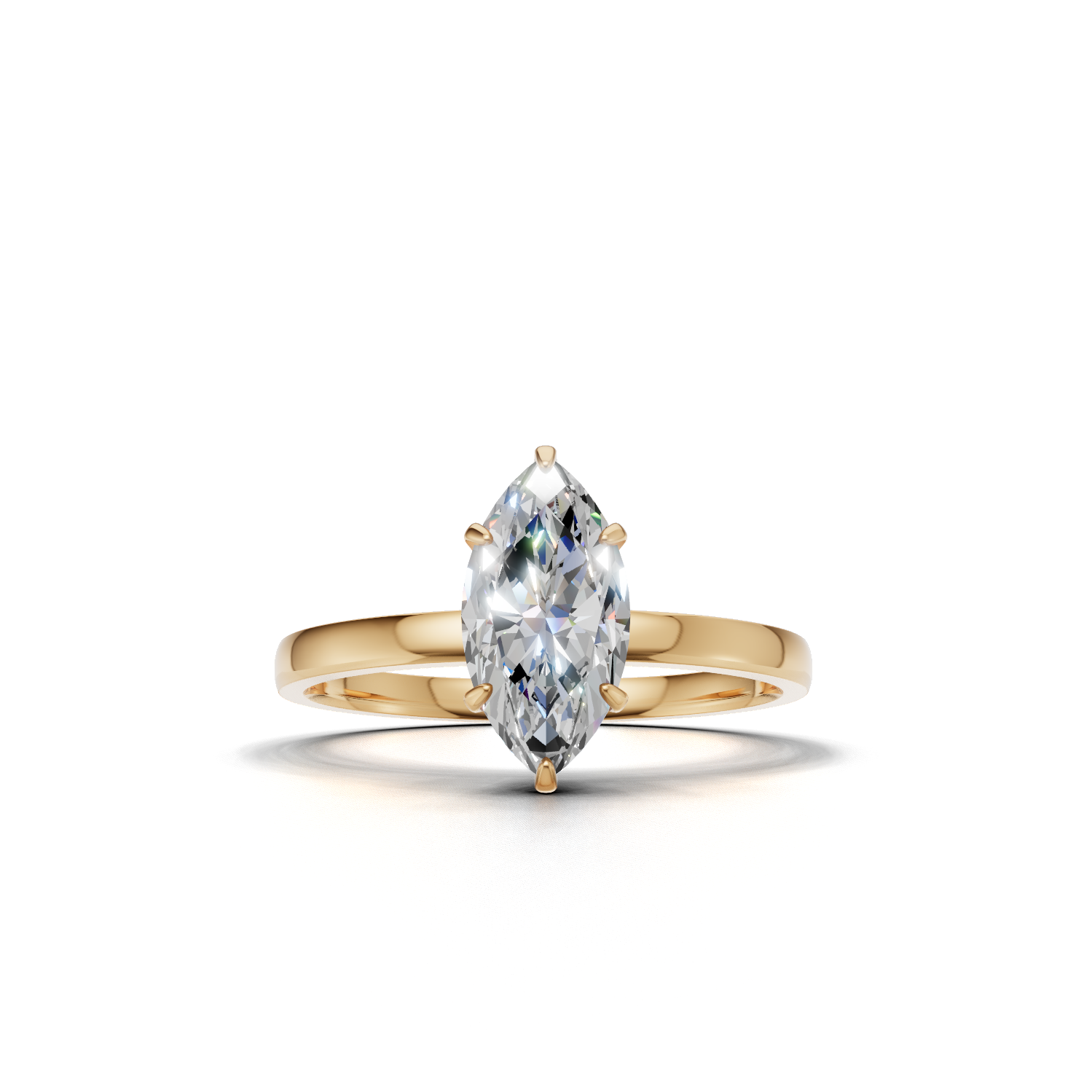 Ring Marquise Solitaire K14 Yellow Gold 1ct