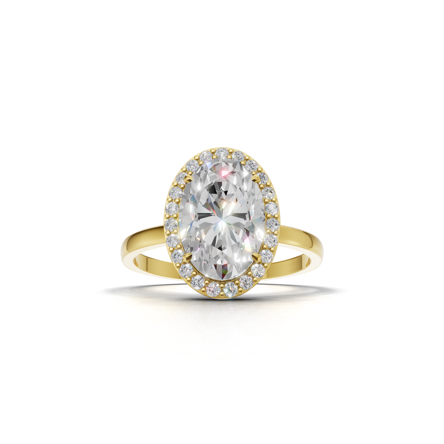 Ring Oval Halo 18k Yellow Gold 1ct
