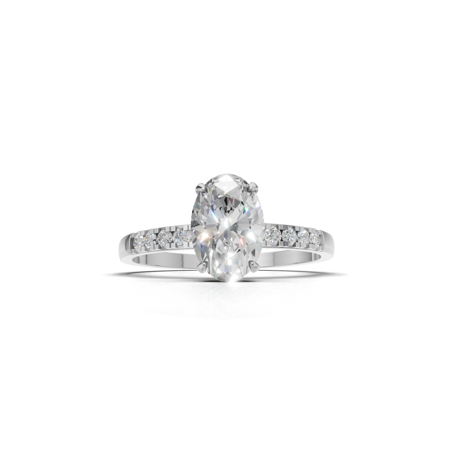 Oval Lab Grown Diamond Side Stone Ring