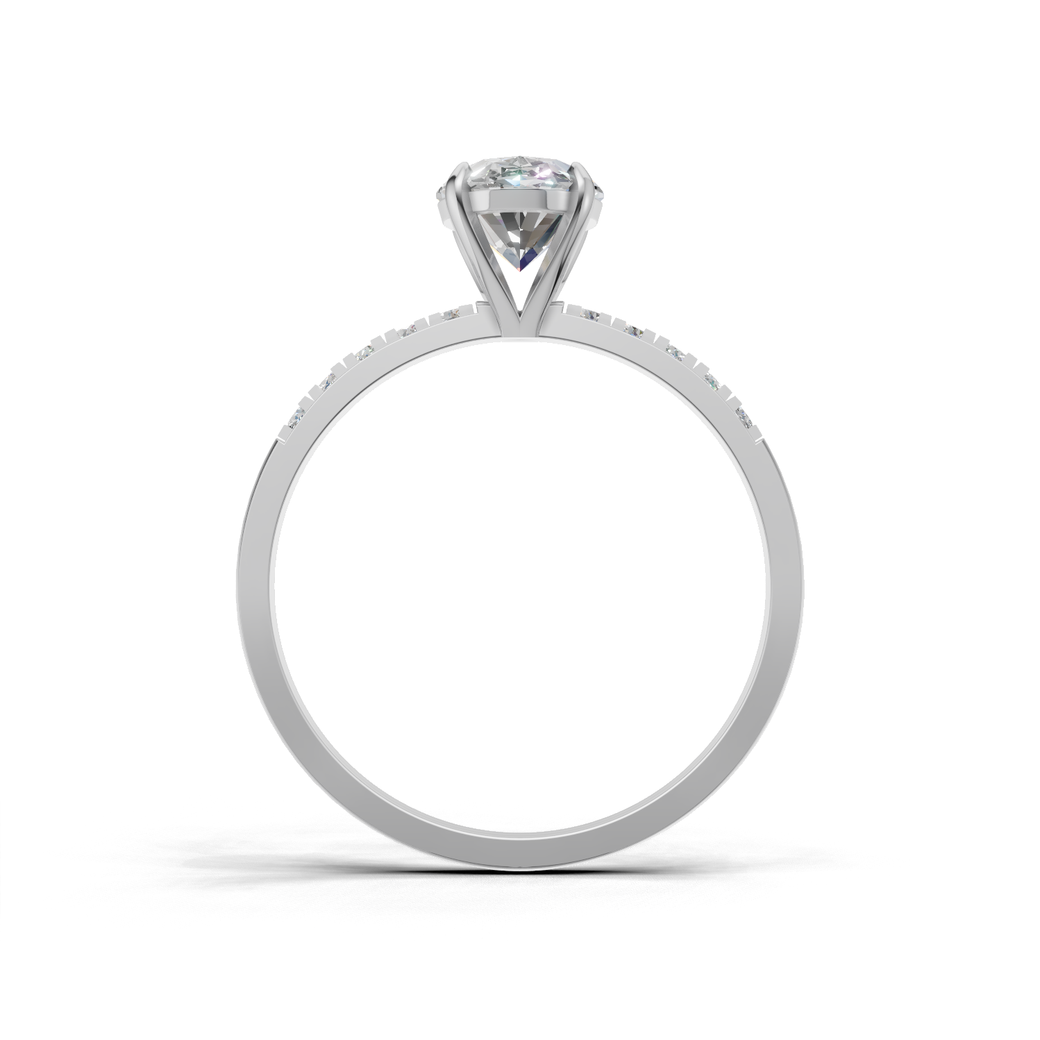 Ring Oval Side Dia 18k White Gold 1ct