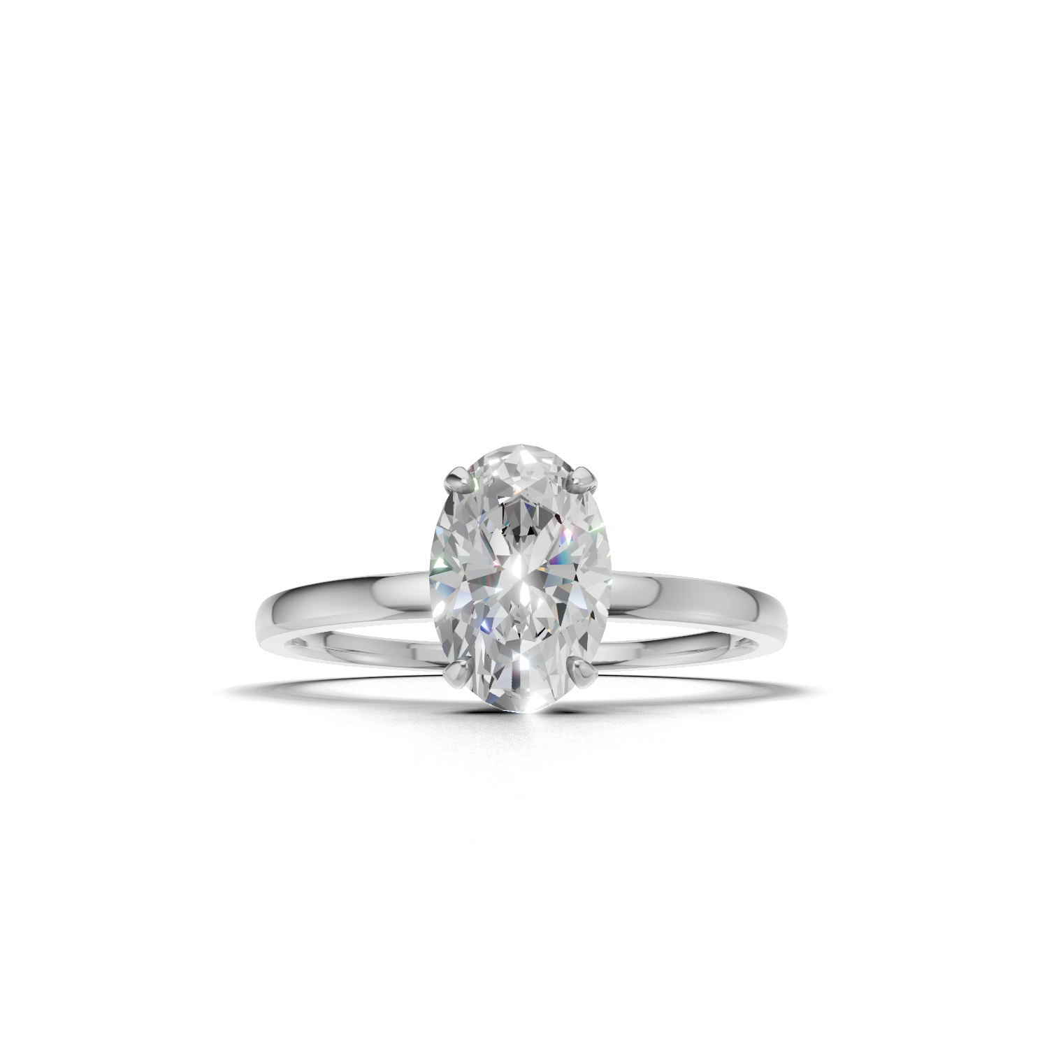 Ring Oval Solitaire 18k White Gold 1ct