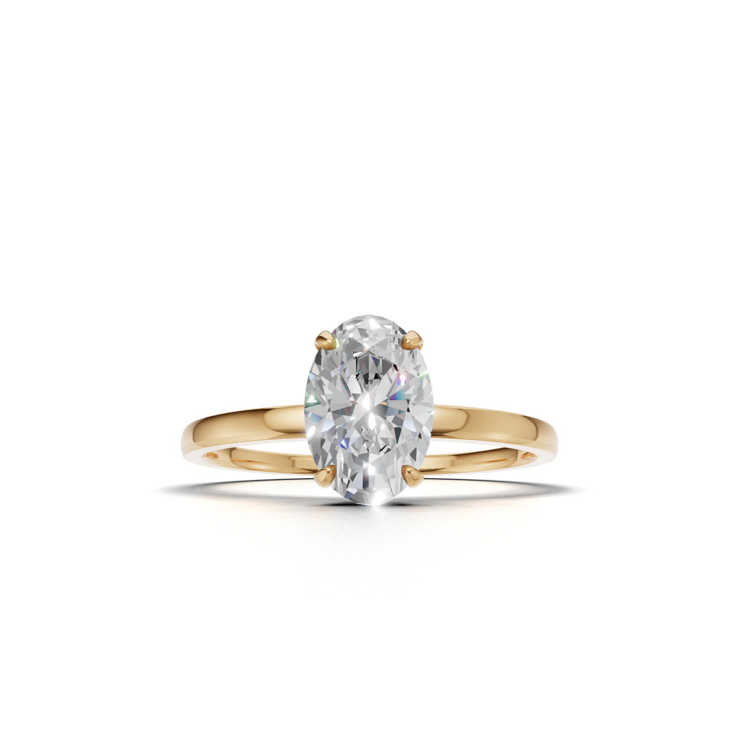 Ring Oval Solitaire K14 Yellow Gold 1ct