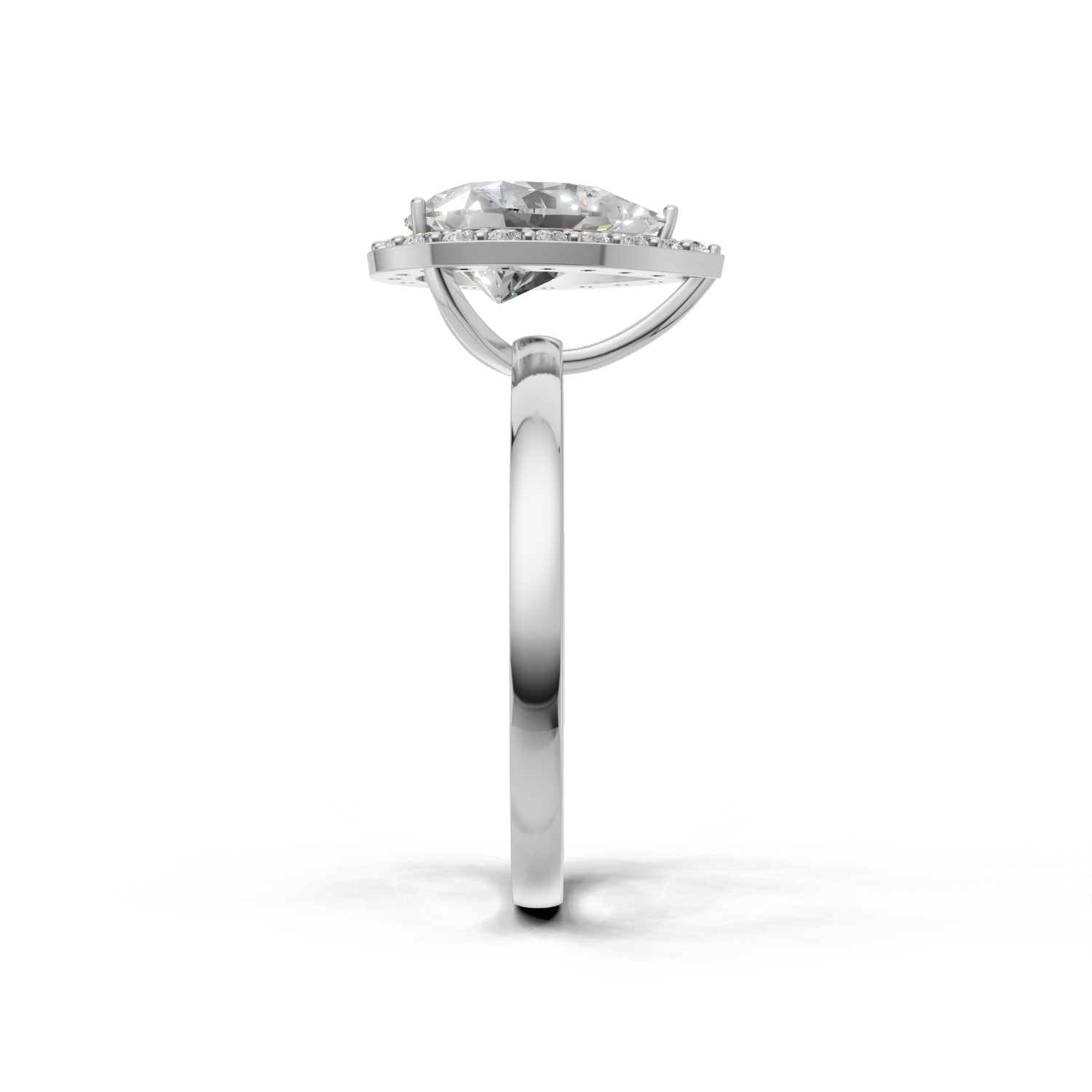 Ring Pear Halo 18k White Gold 1ct