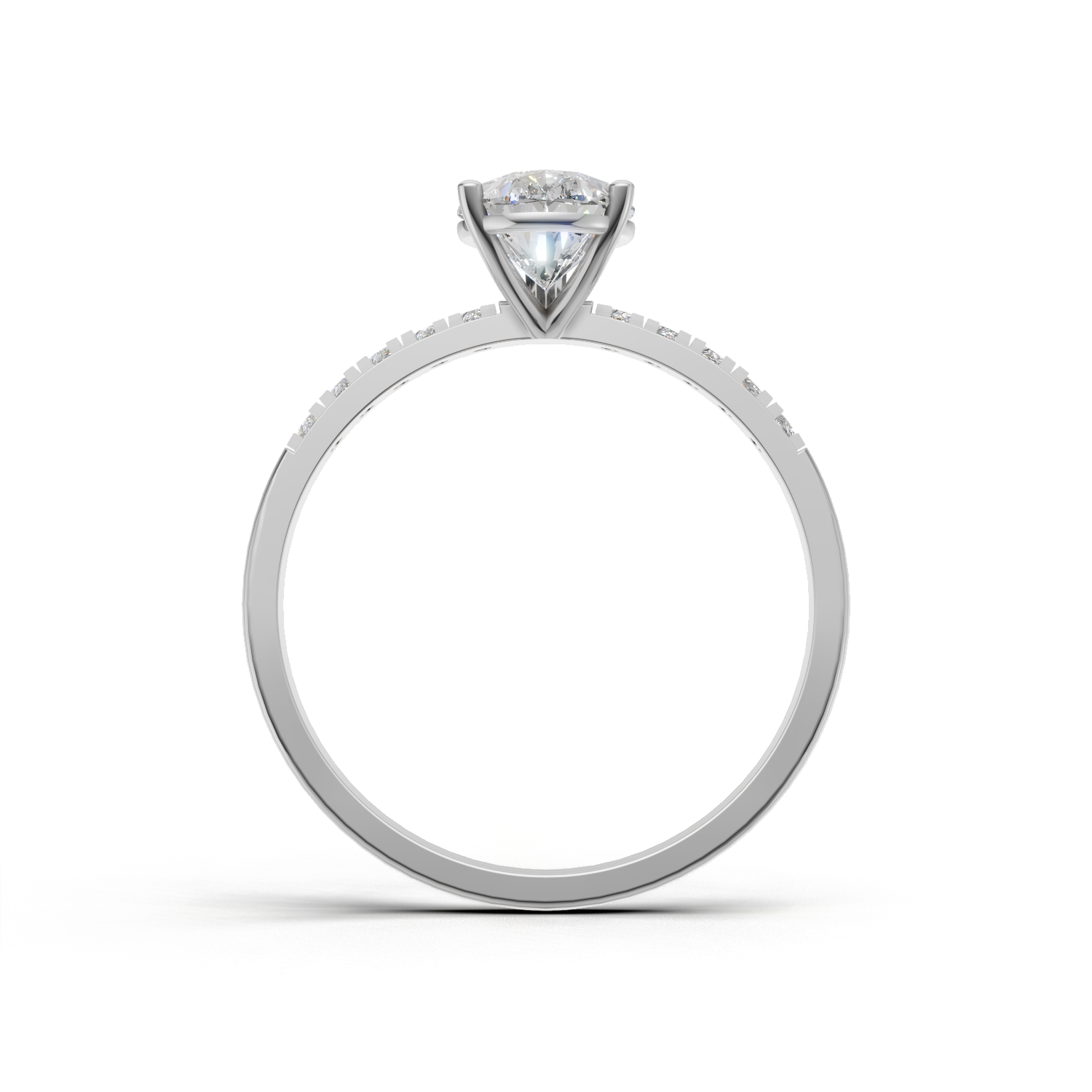 Ring Pear Side Dia 18k White Gold 1ct