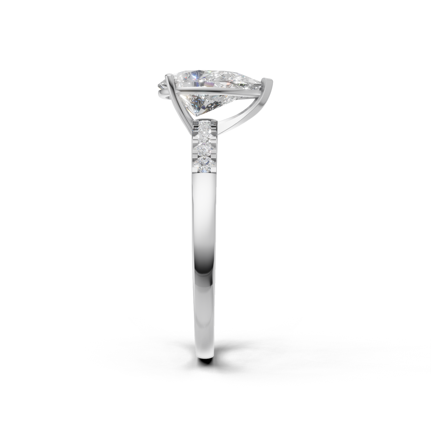 Ring Pear Side Dia 18k White Gold 1ct