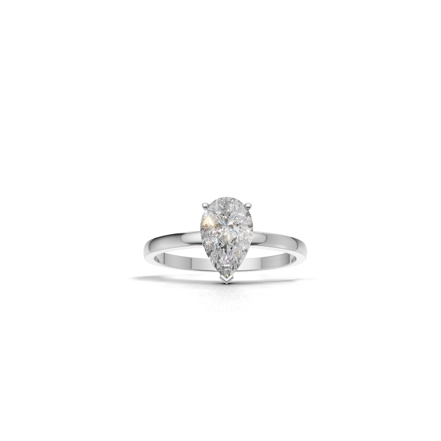 Ring Pear Solitaire 18k White Gold 1ct